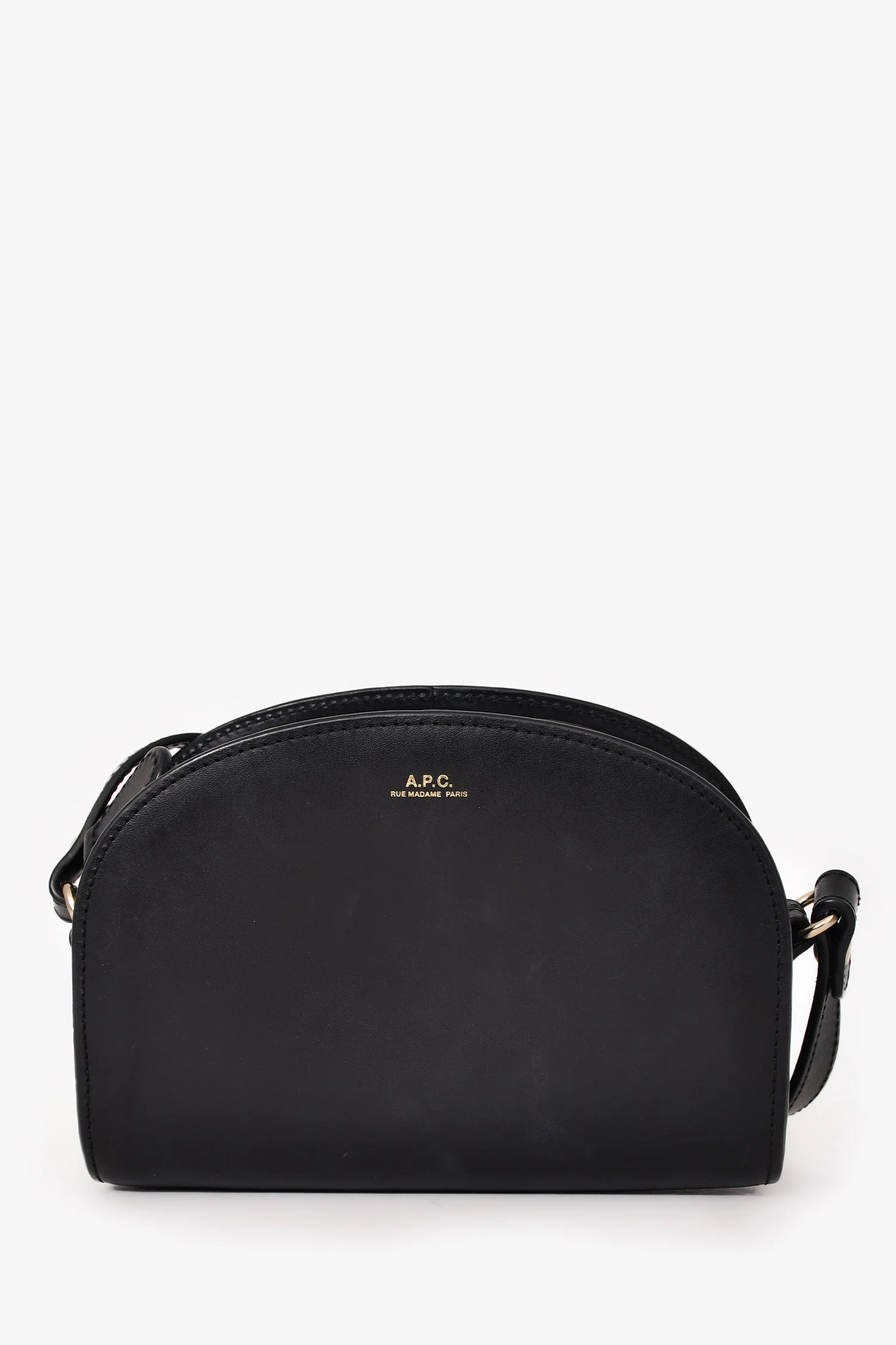 A.P.C. Black Leather Demi Lune Crossbody Bag