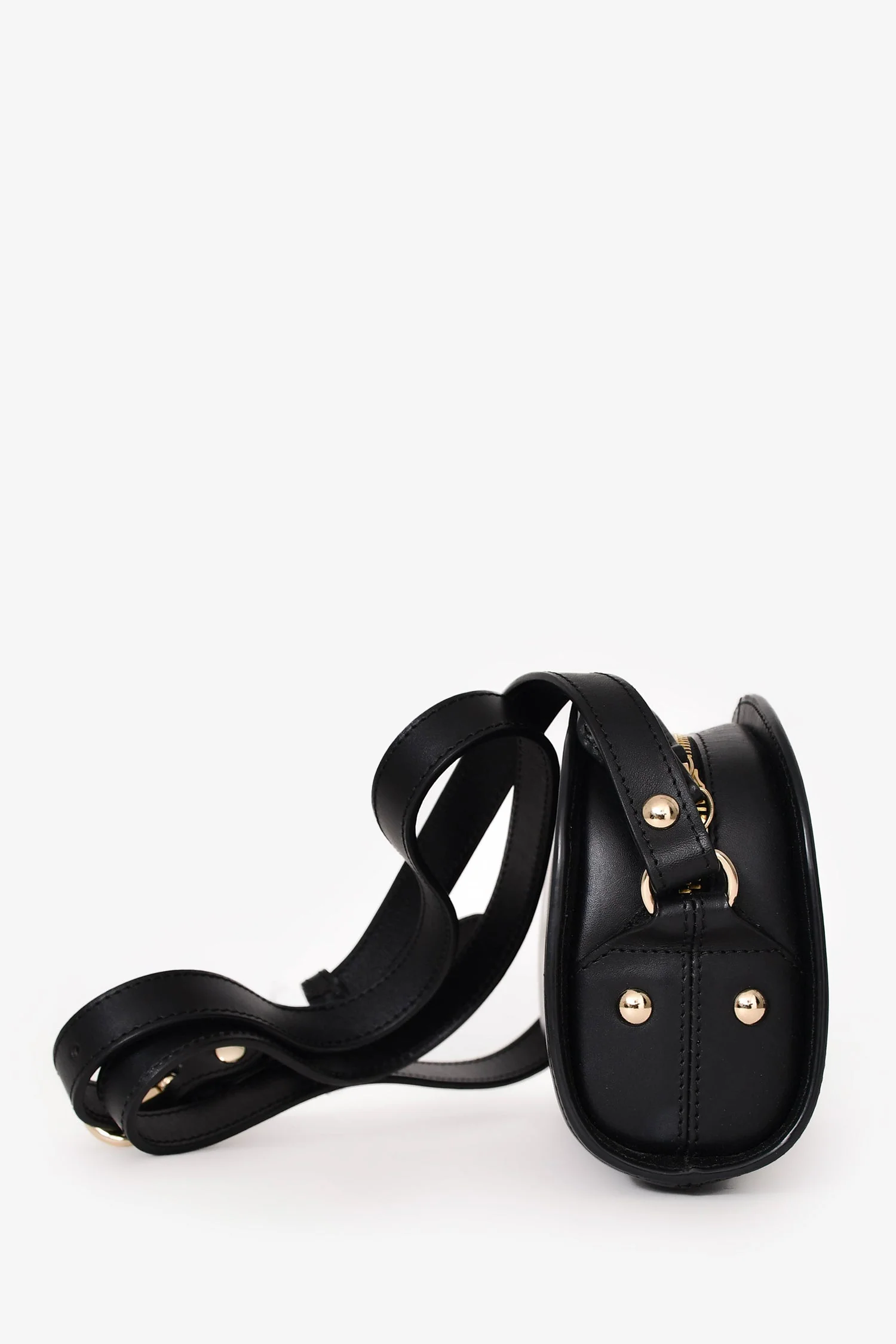 A.P.C. Black Leather Demi Lune Crossbody Bag - Image 3