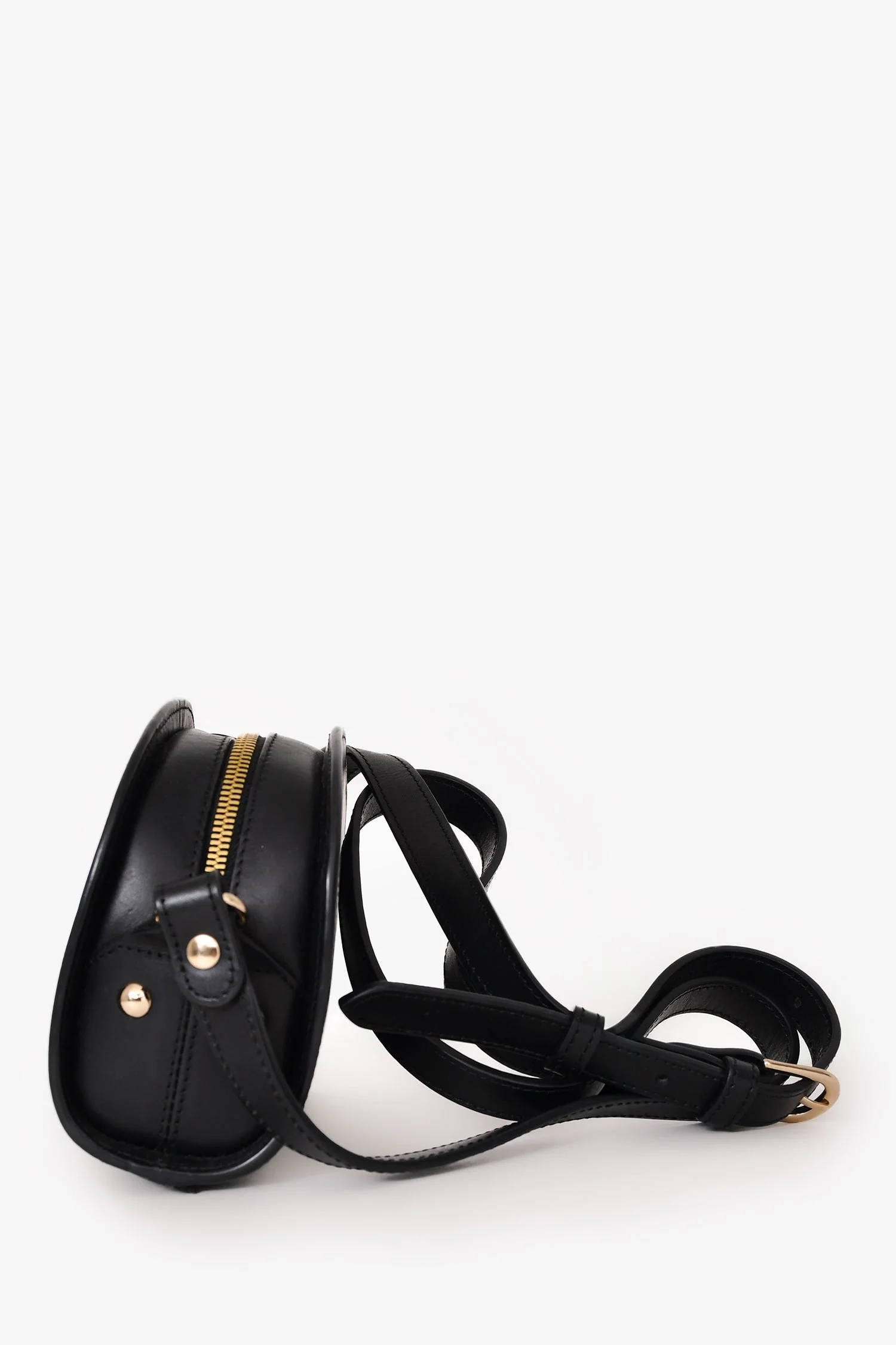 A.P.C. Black Leather Demi Lune Crossbody Bag - Image 4