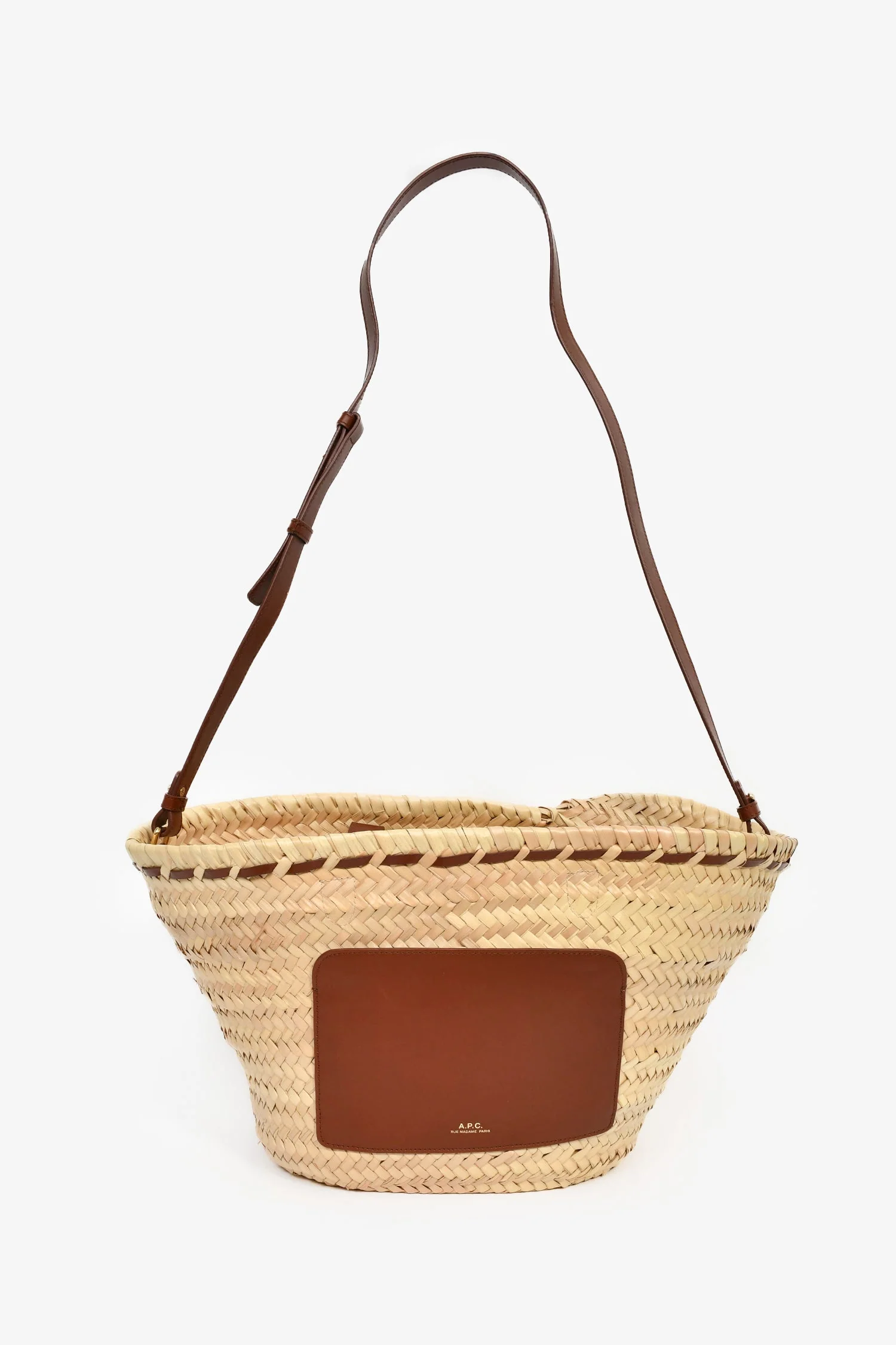 A.P.C. Raffia/Brown Leather 'Zoe' Tote Bag - Image 8
