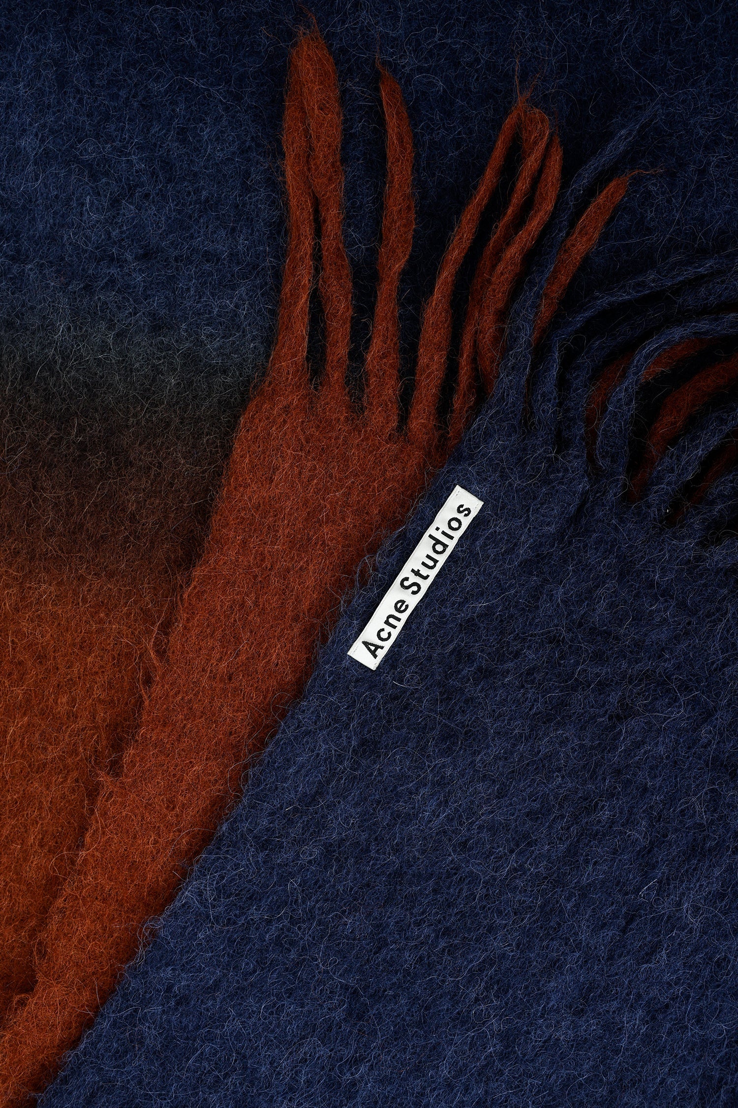 Acne Studio Brown/Blue Alpaca/Mohair Fringed Scarf - Image 3