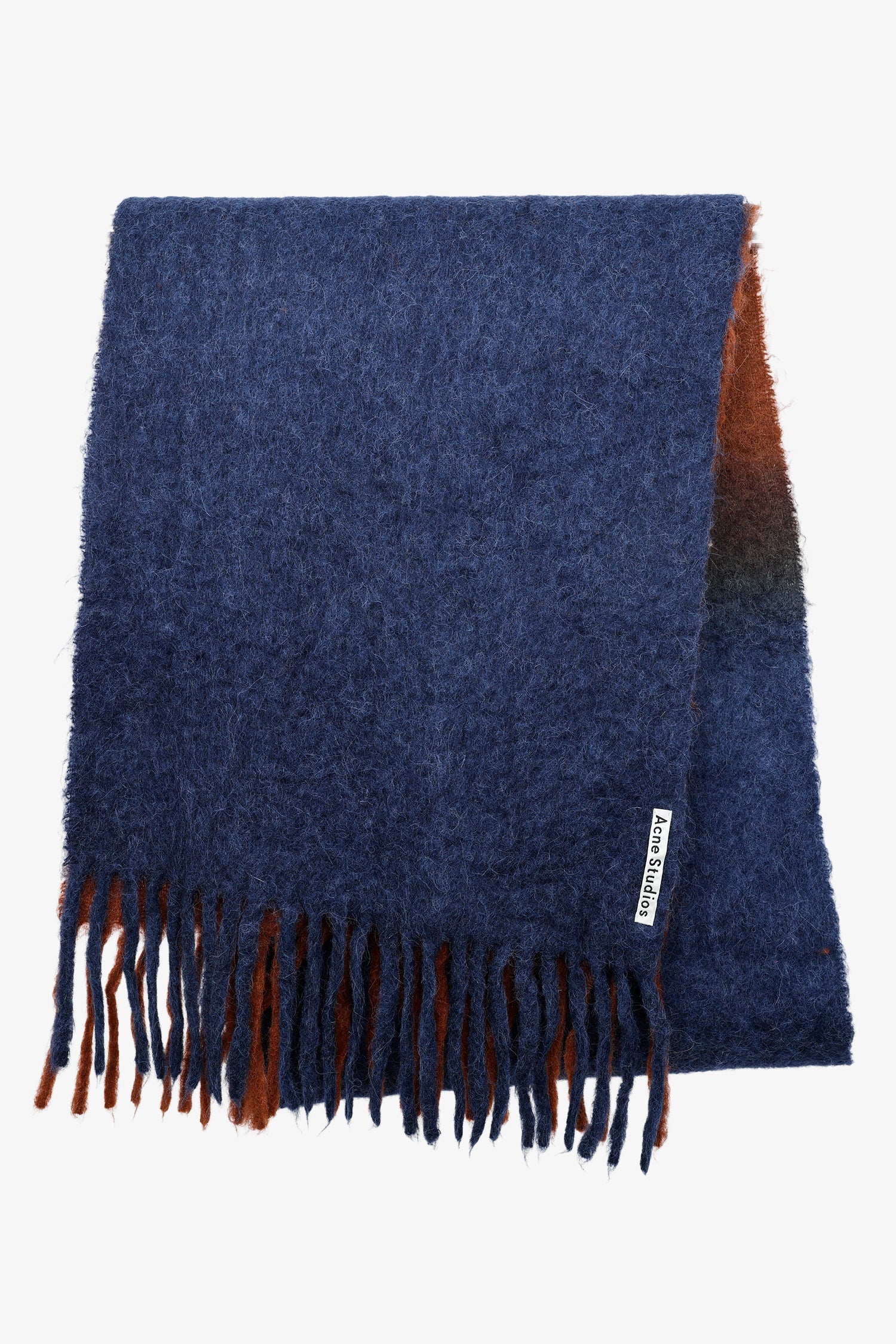 Acne Studio Brown/Blue Alpaca/Mohair Fringed Scarf - Image 4