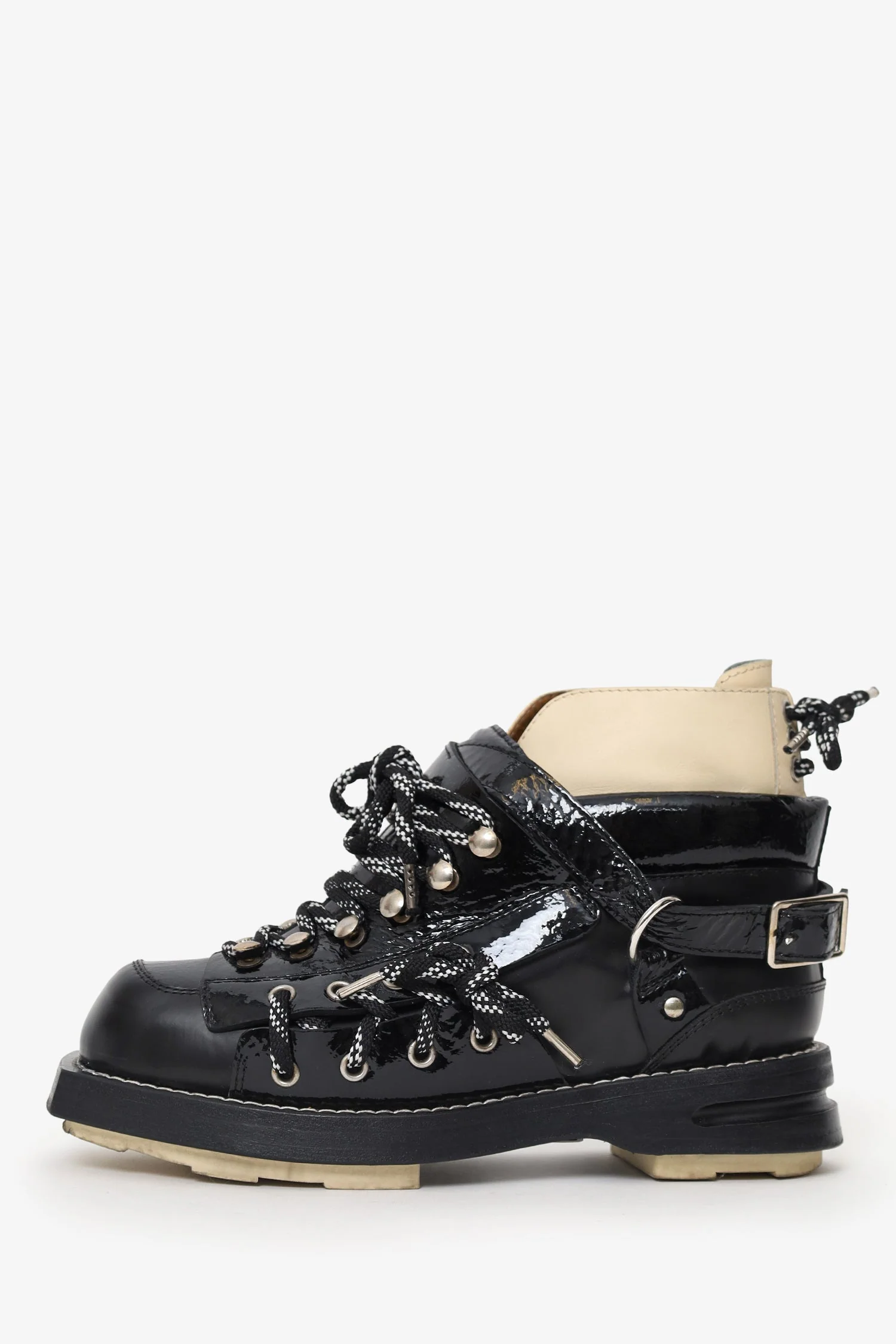 Acne Studios Black Patent Leather Mountaineering Boots Size 37 - Image 5