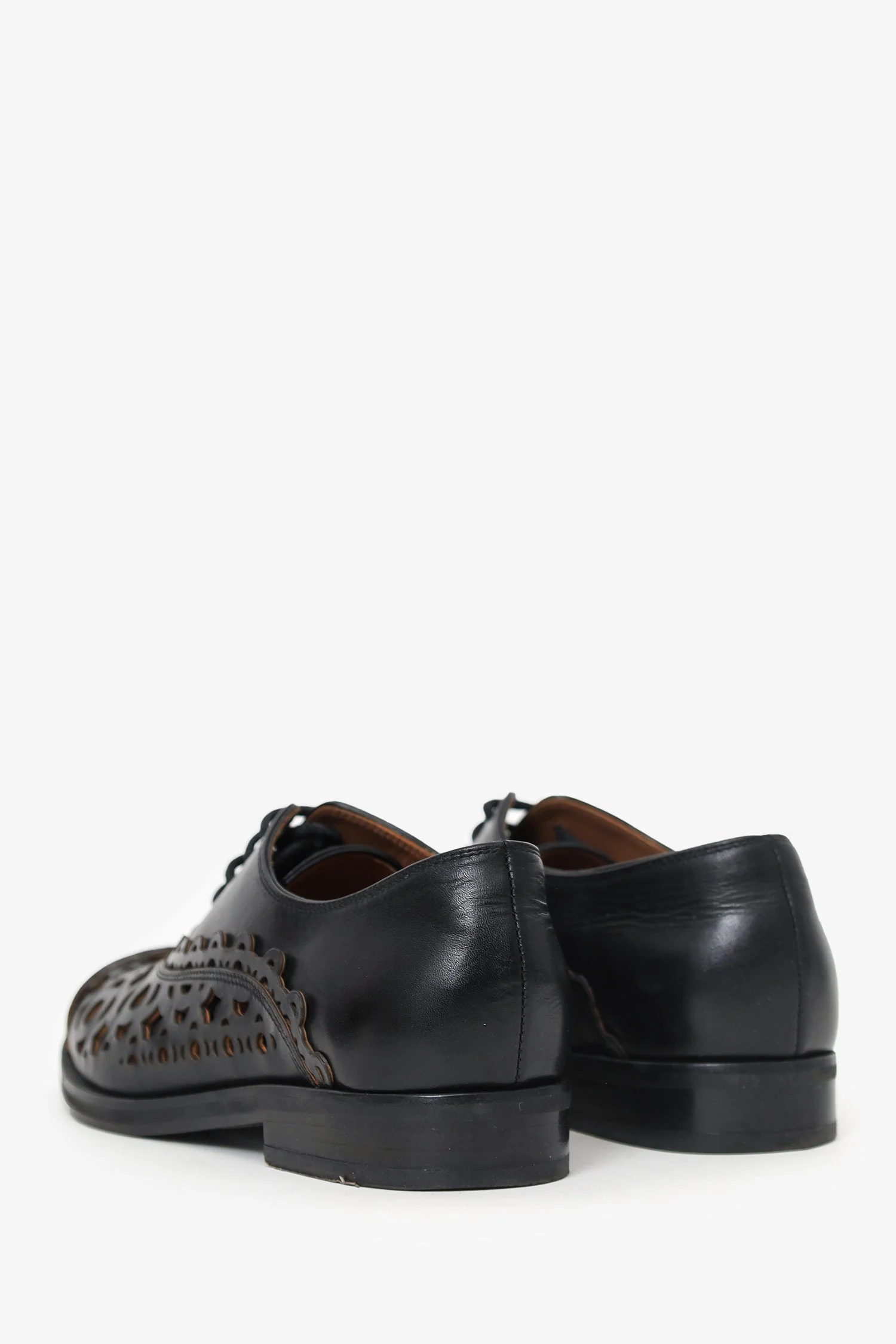 Alaïa Black Leather Laser Cut-out Oxford Size 36 - Image 4