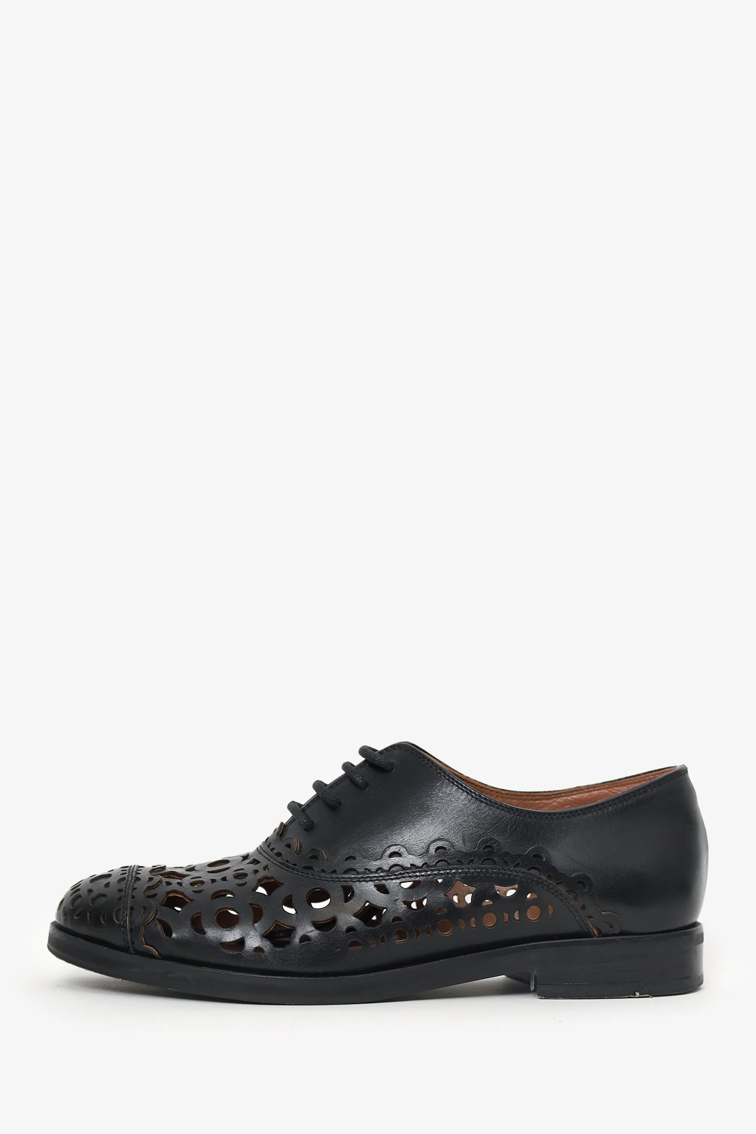 Alaïa Black Leather Laser Cut-out Oxford Size 36 - Image 5