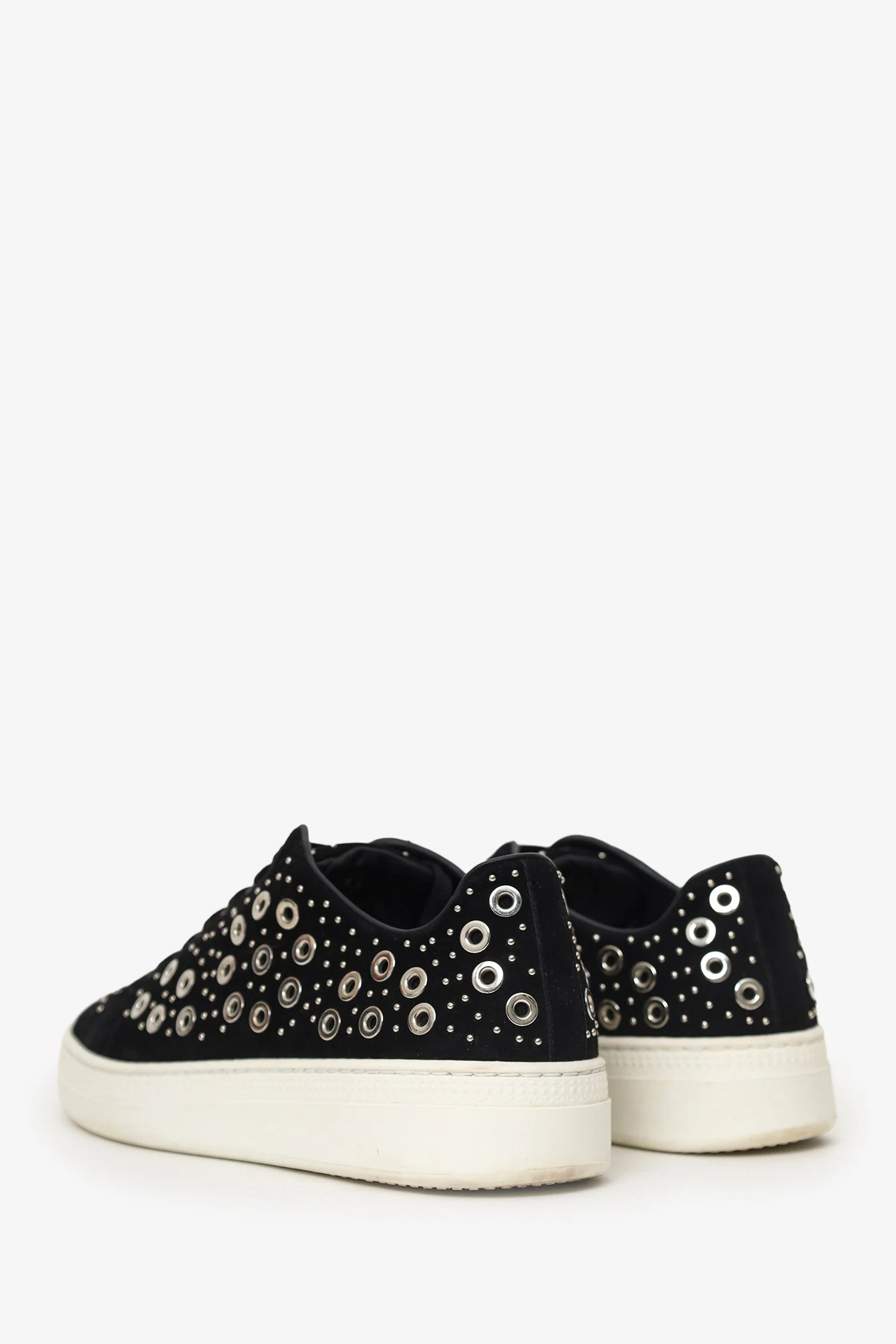 Alaia Black Suede Studded Low Top Sneakers Size 37 - Image 4