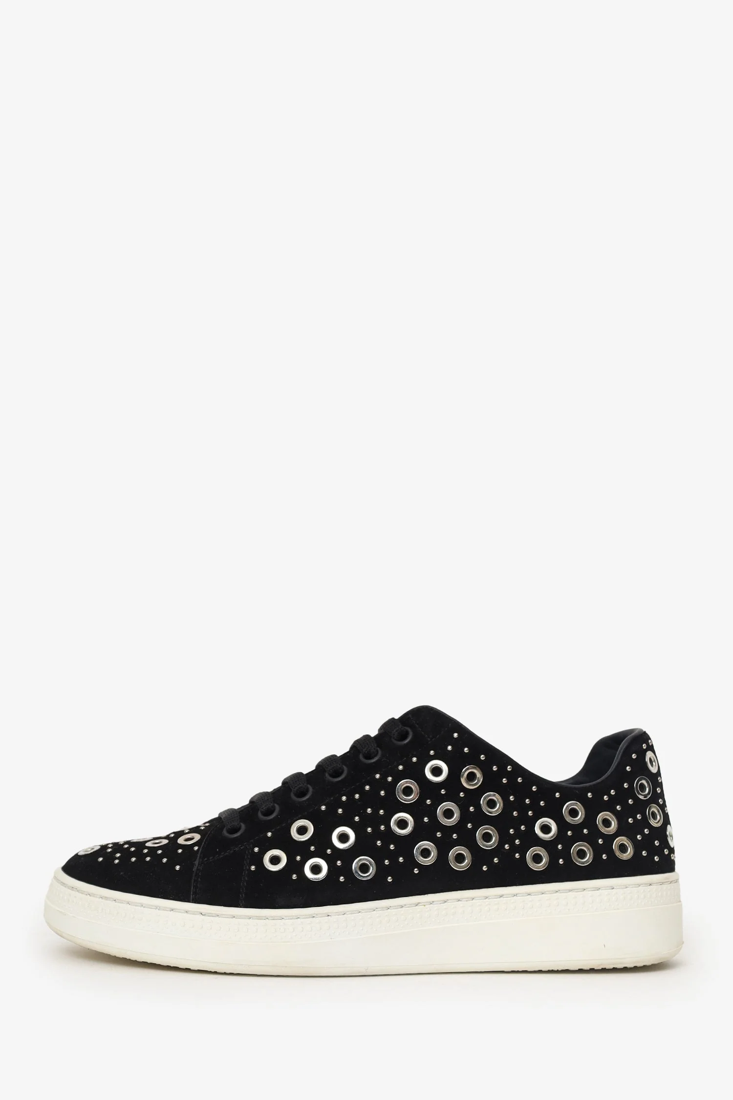 Alaia Black Suede Studded Low Top Sneakers Size 37 - Image 5