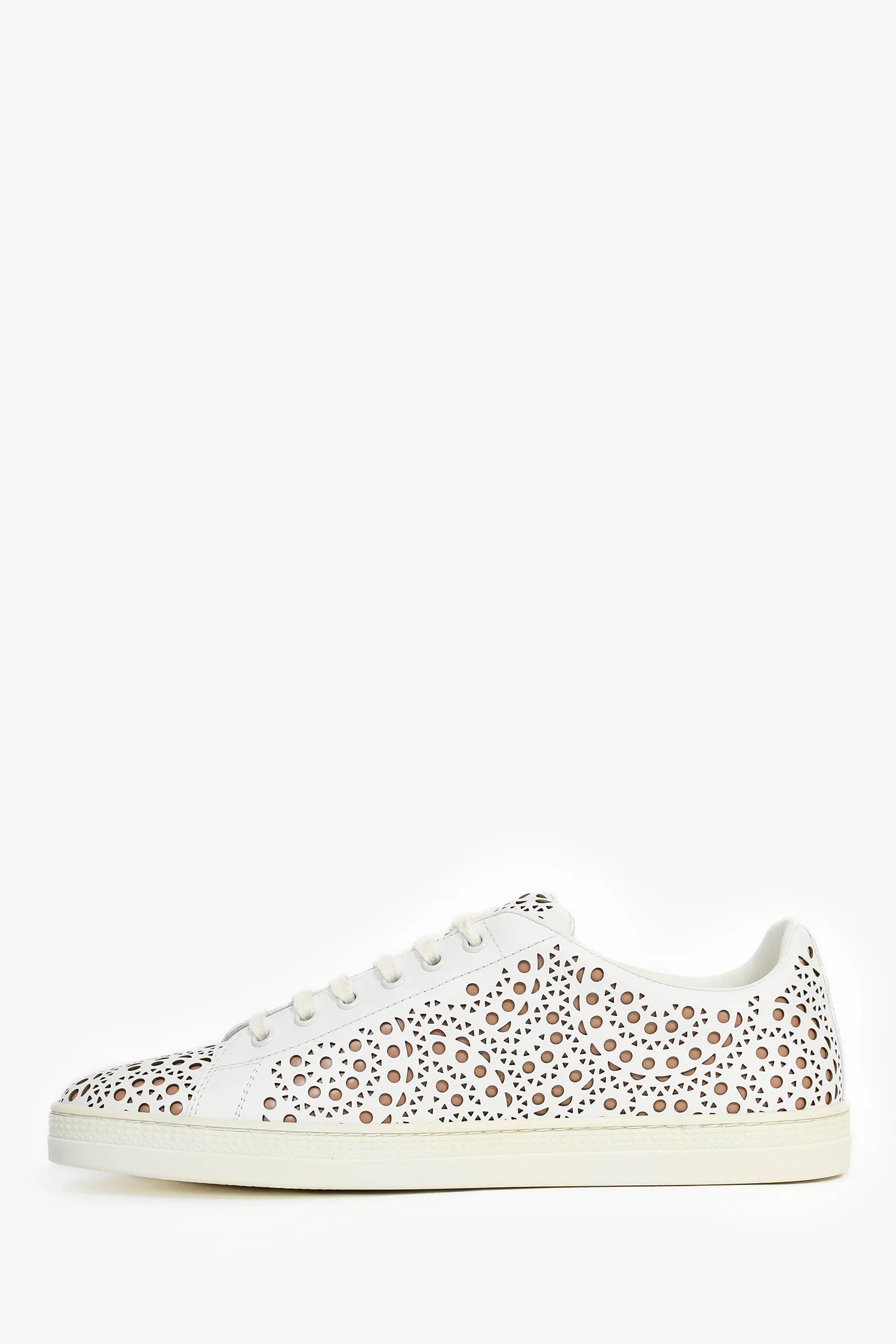 Alaïa White Leather Lasercut Sneakers Size 11 - Image 4