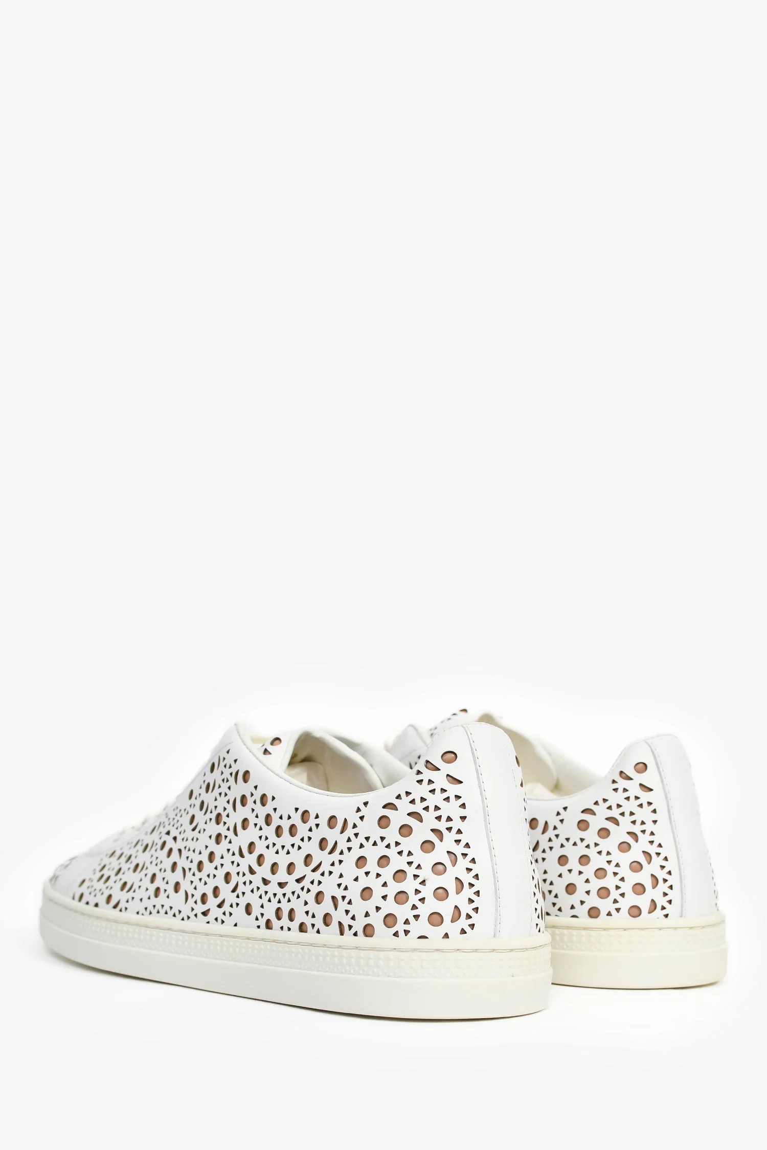 Alaïa White Leather Lasercut Sneakers Size 11 - Image 5