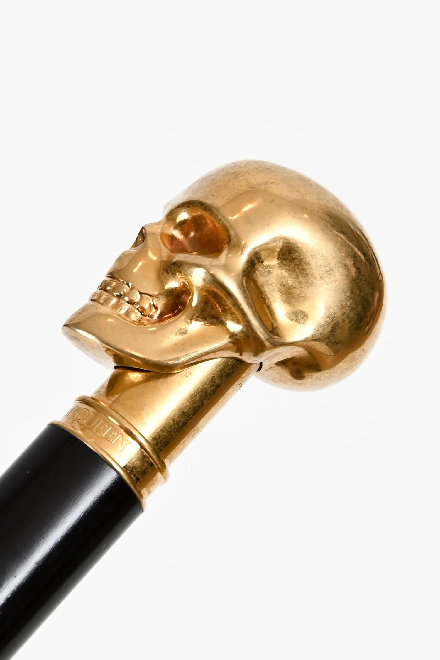 Alexander McQueen Black/Gold Tone Skull Umbrella - Image 5