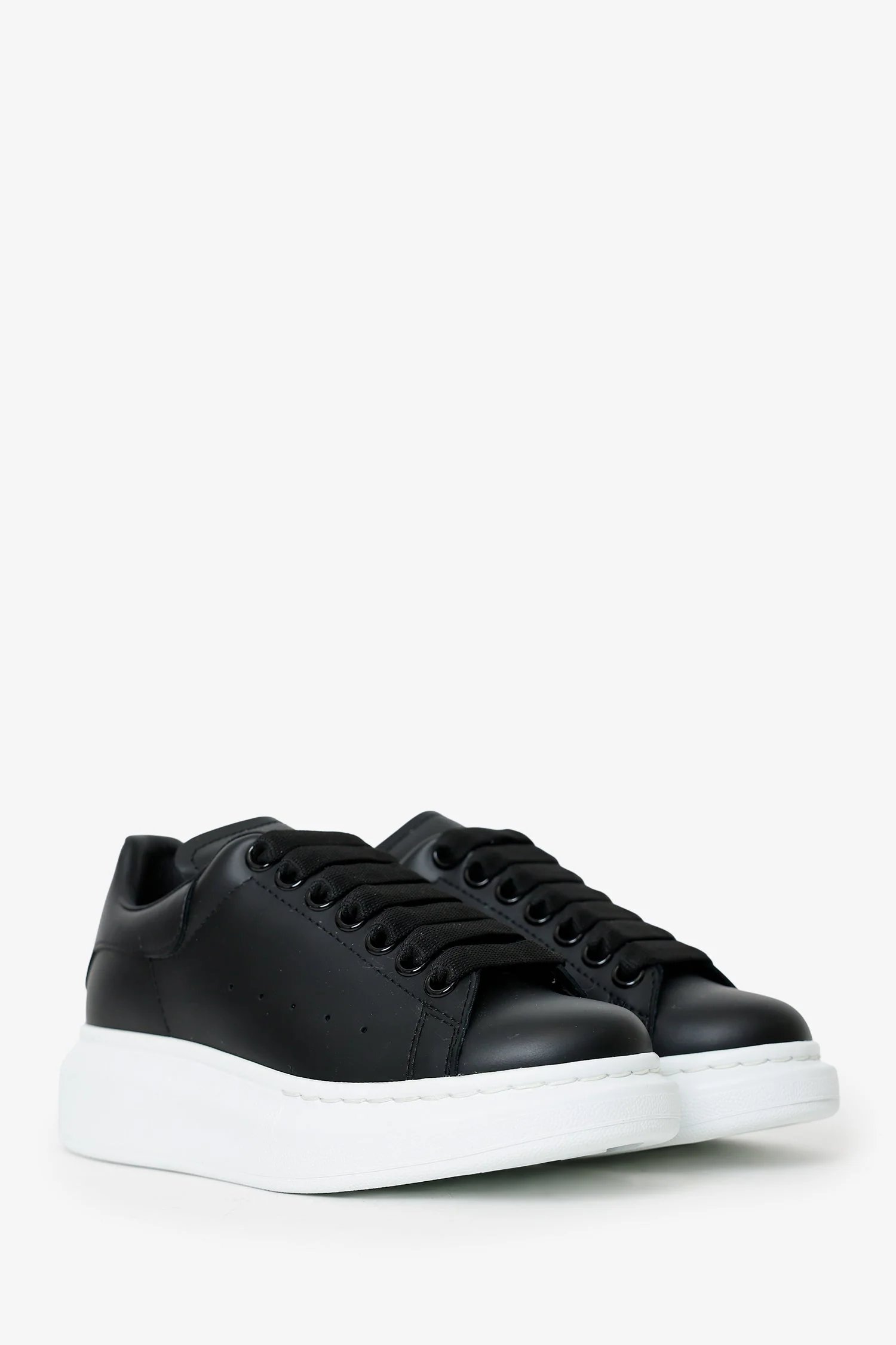 Alexander McQueen Black Leather Oversize Sneakers Size 35 - Image 2