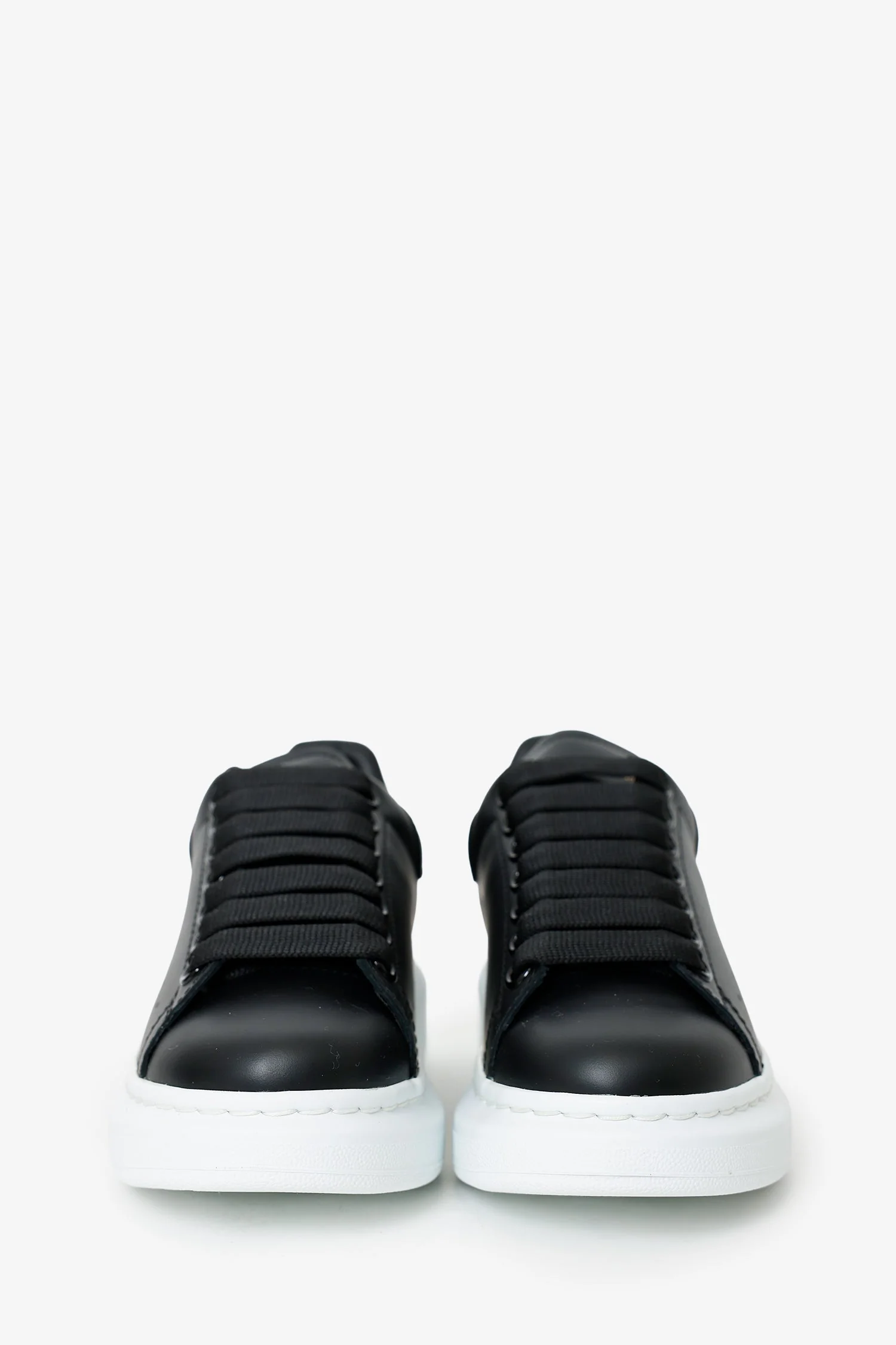 Alexander McQueen Black Leather Oversize Sneakers Size 35 - Image 3