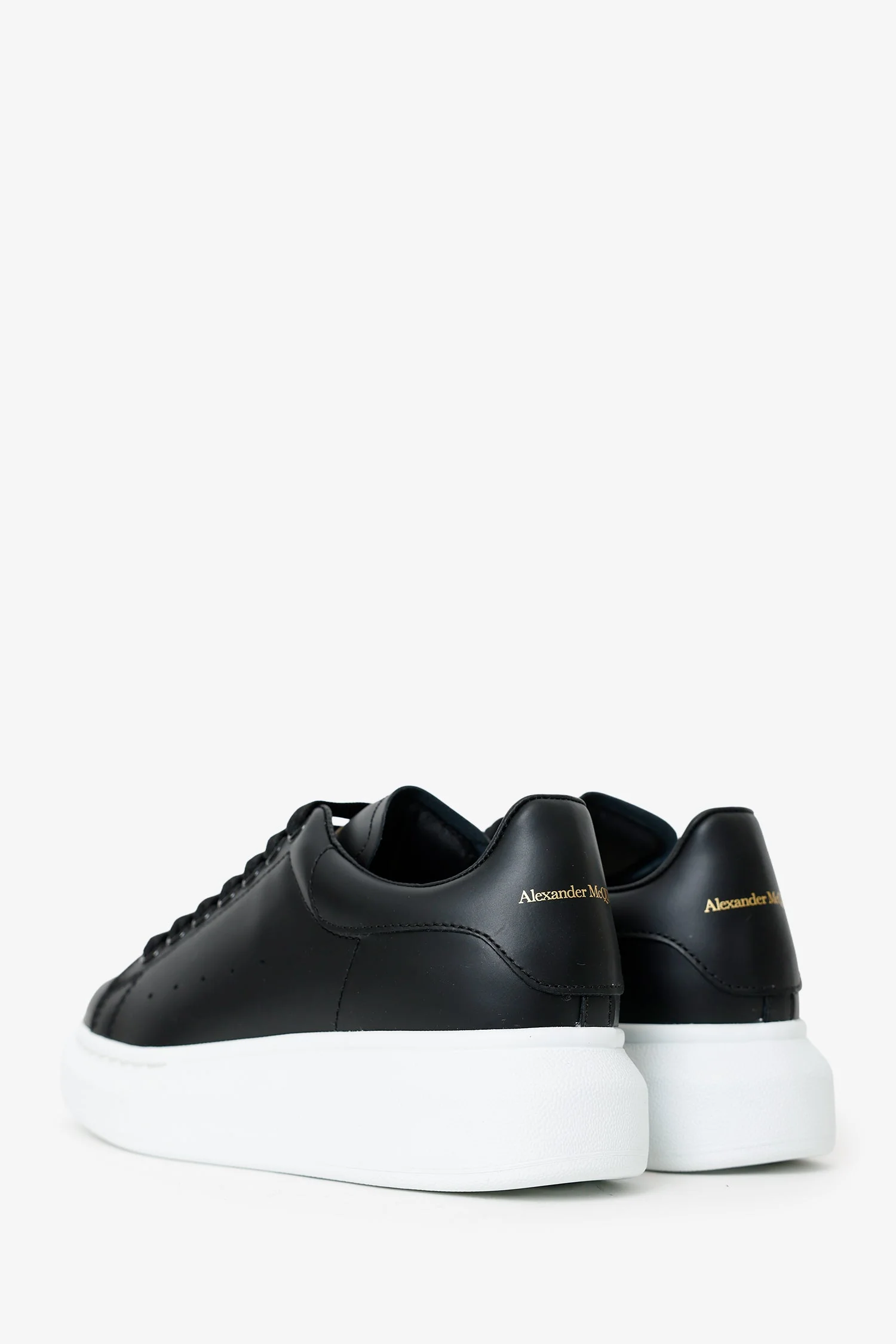 Alexander McQueen Black Leather Oversize Sneakers Size 35 - Image 4