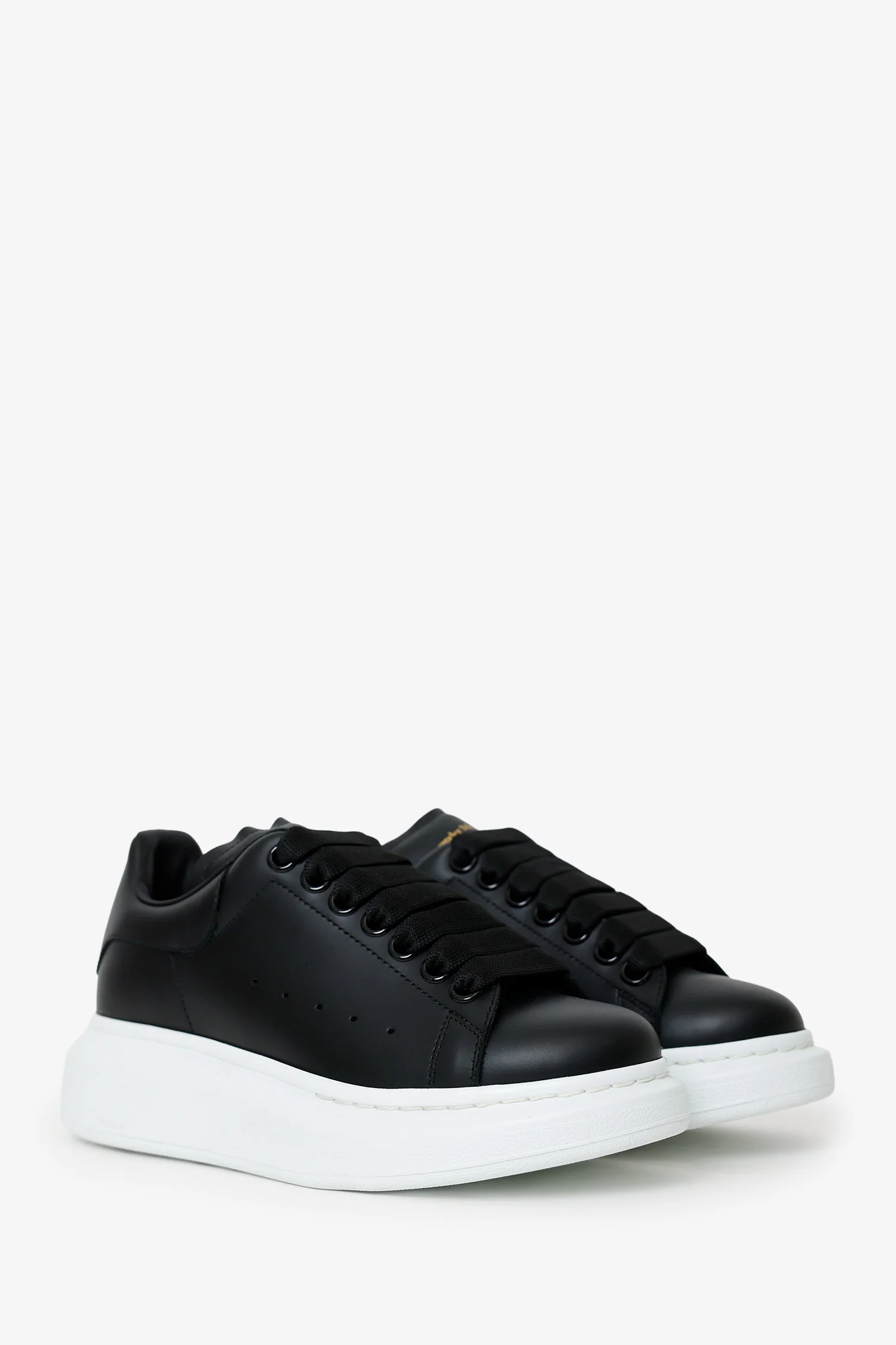 Alexander McQueen Black Leather Oversize Sneakers Size 35.5 - Image 2