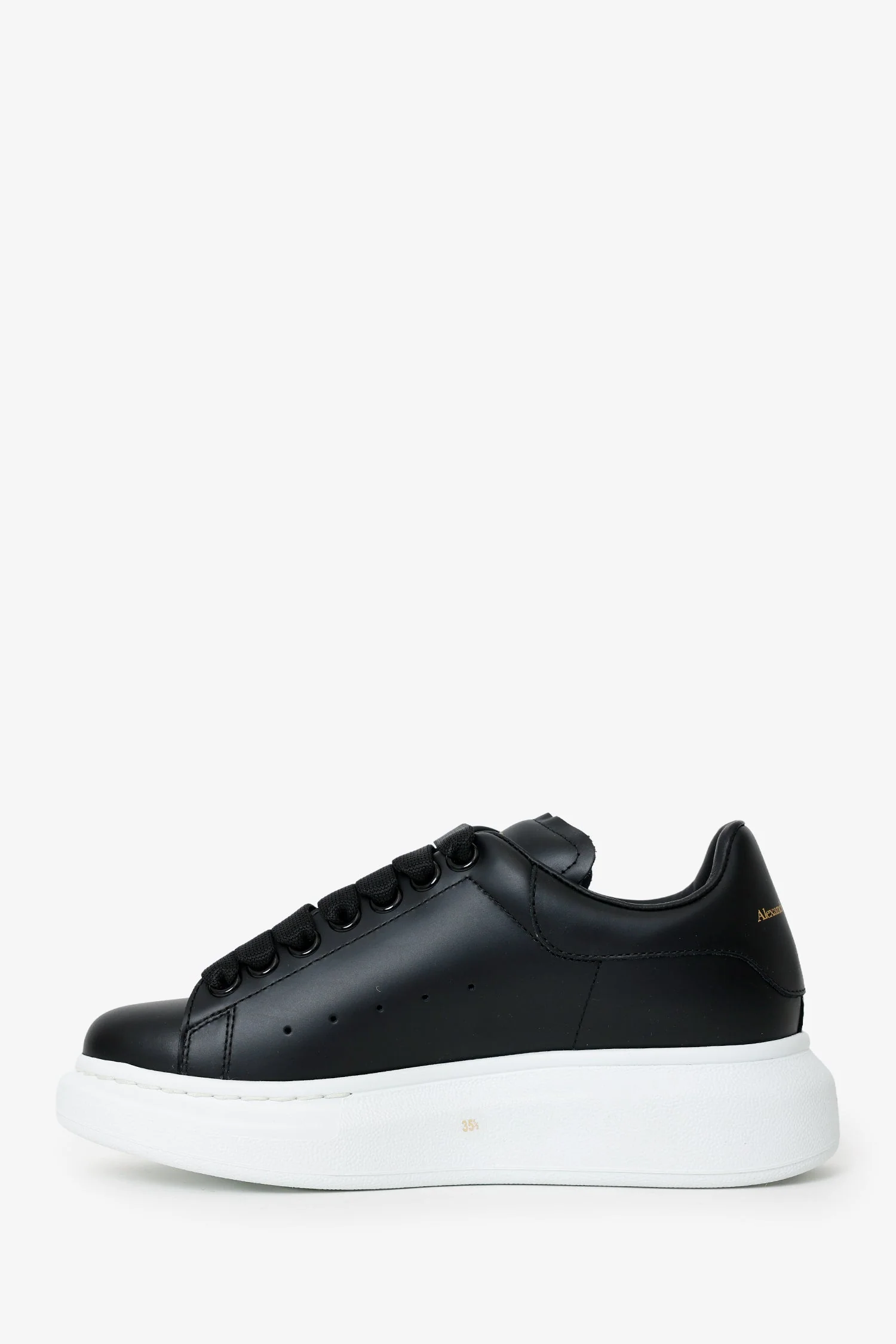 Alexander McQueen Black Leather Oversize Sneakers Size 35.5 - Image 5