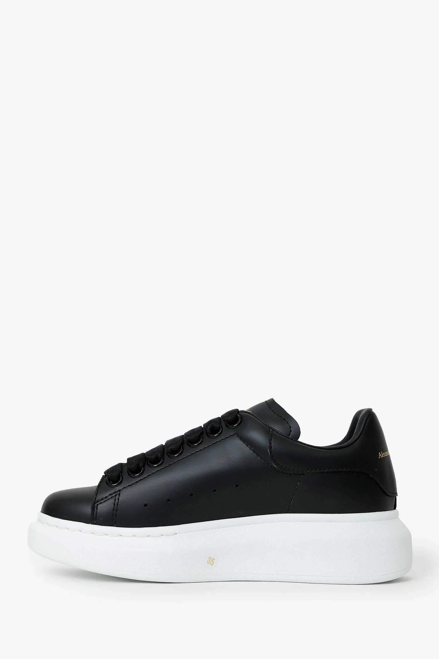 Alexander McQueen Black Leather Oversize Sneakers Size 35 - Image 5
