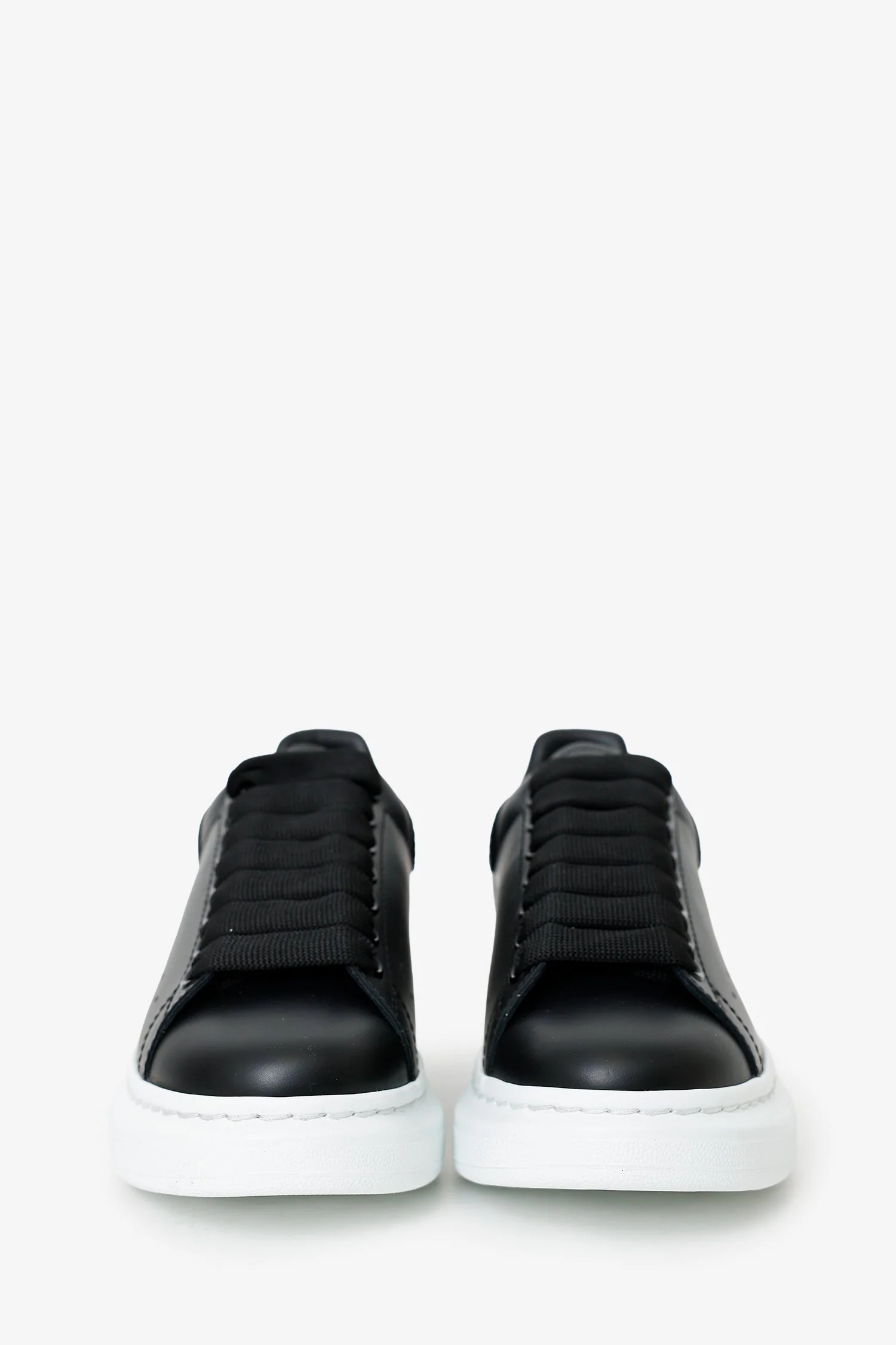 Alexander McQueen Black Leather Oversize Sneakers Size 35.5 - Image 3