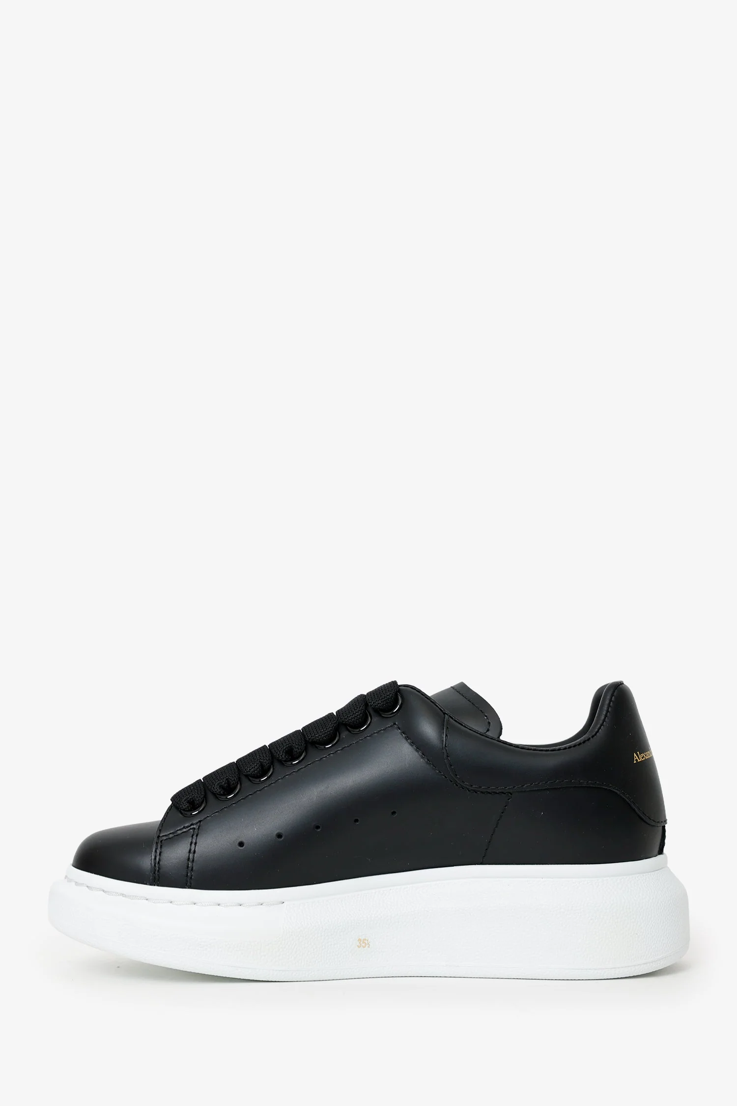 Alexander McQueen Black Leather Oversize Sneakers Size 35.5 - Image 5