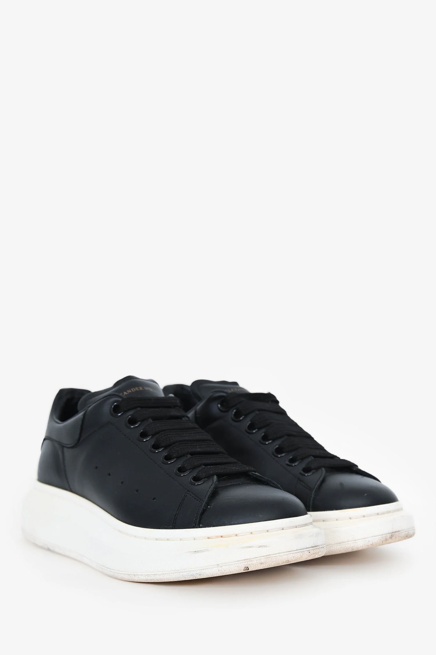 Alexander McQueen Black/White Leather Oversized Sneakers Size 39 - Image 2
