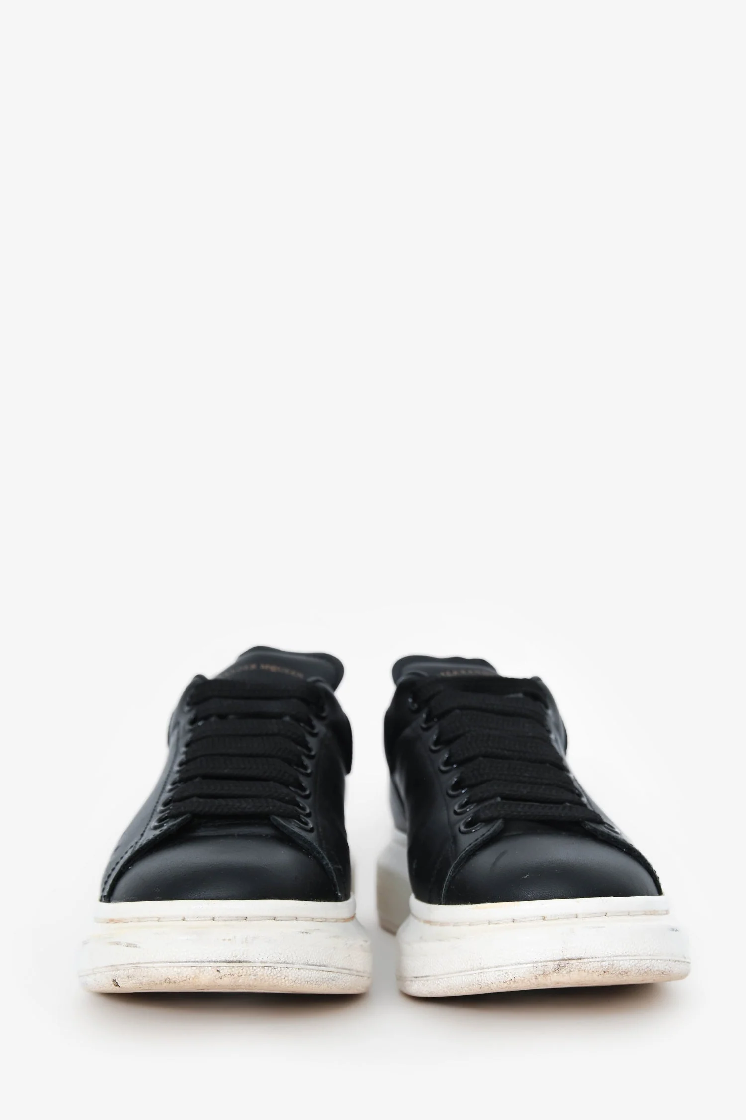 Alexander McQueen Black/White Leather Oversized Sneakers Size 39 - Image 3