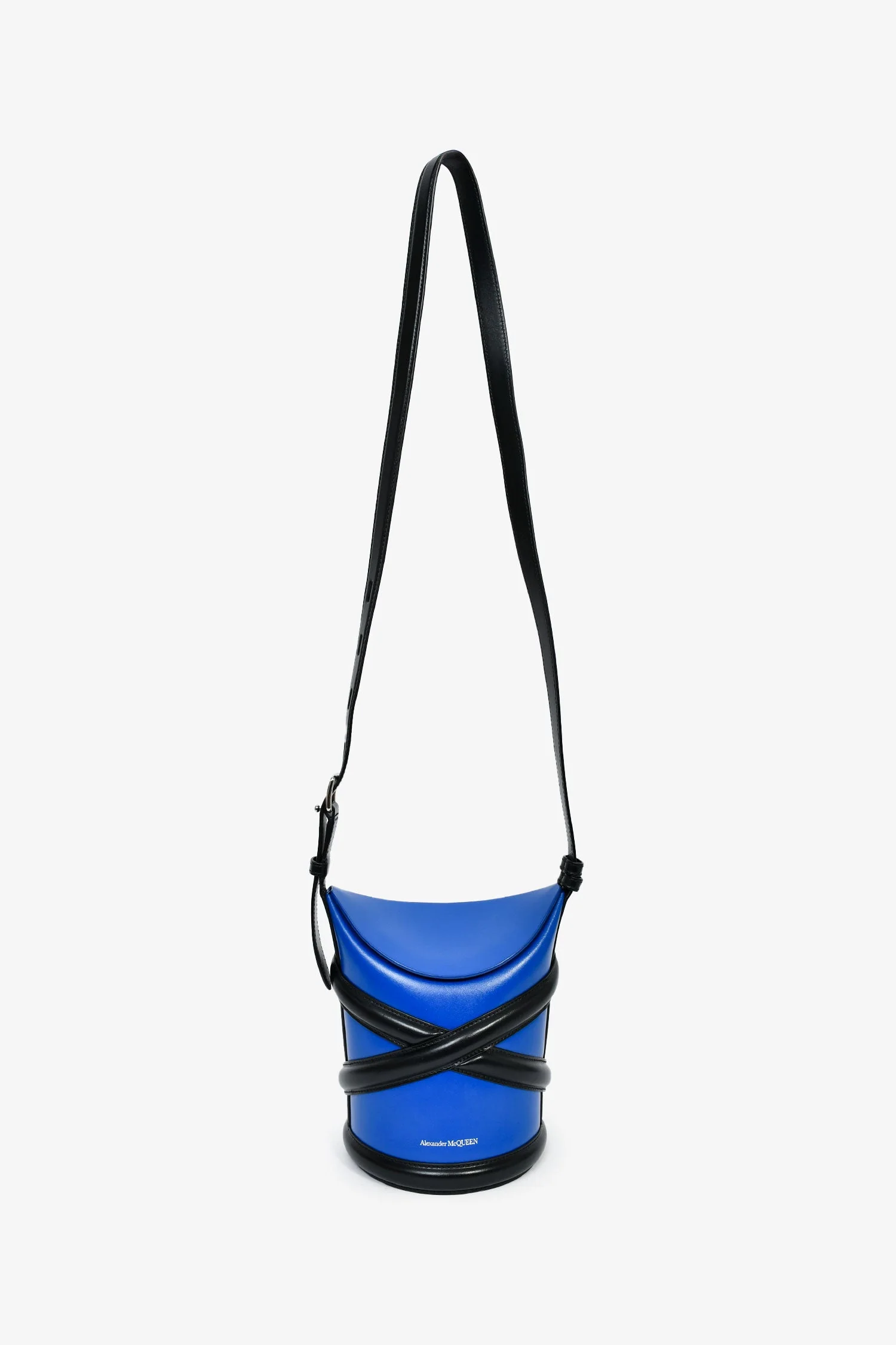 Alexander McQueen Blue/Black Leather Small 'Curve' Crossbody Bag - Image 7