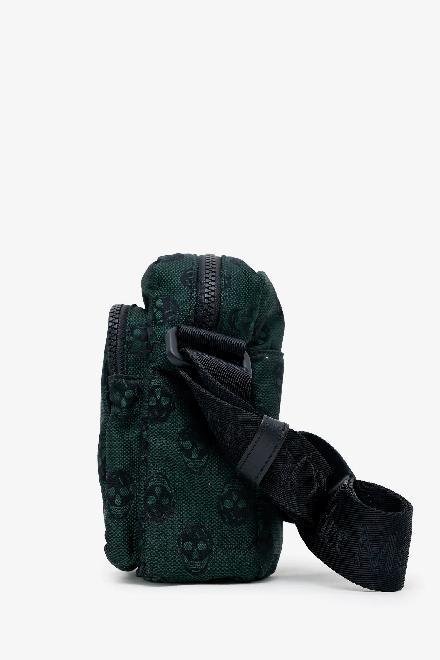 Alexander McQueen Green/Black Canvas Skull Messenger Bag - Image 4