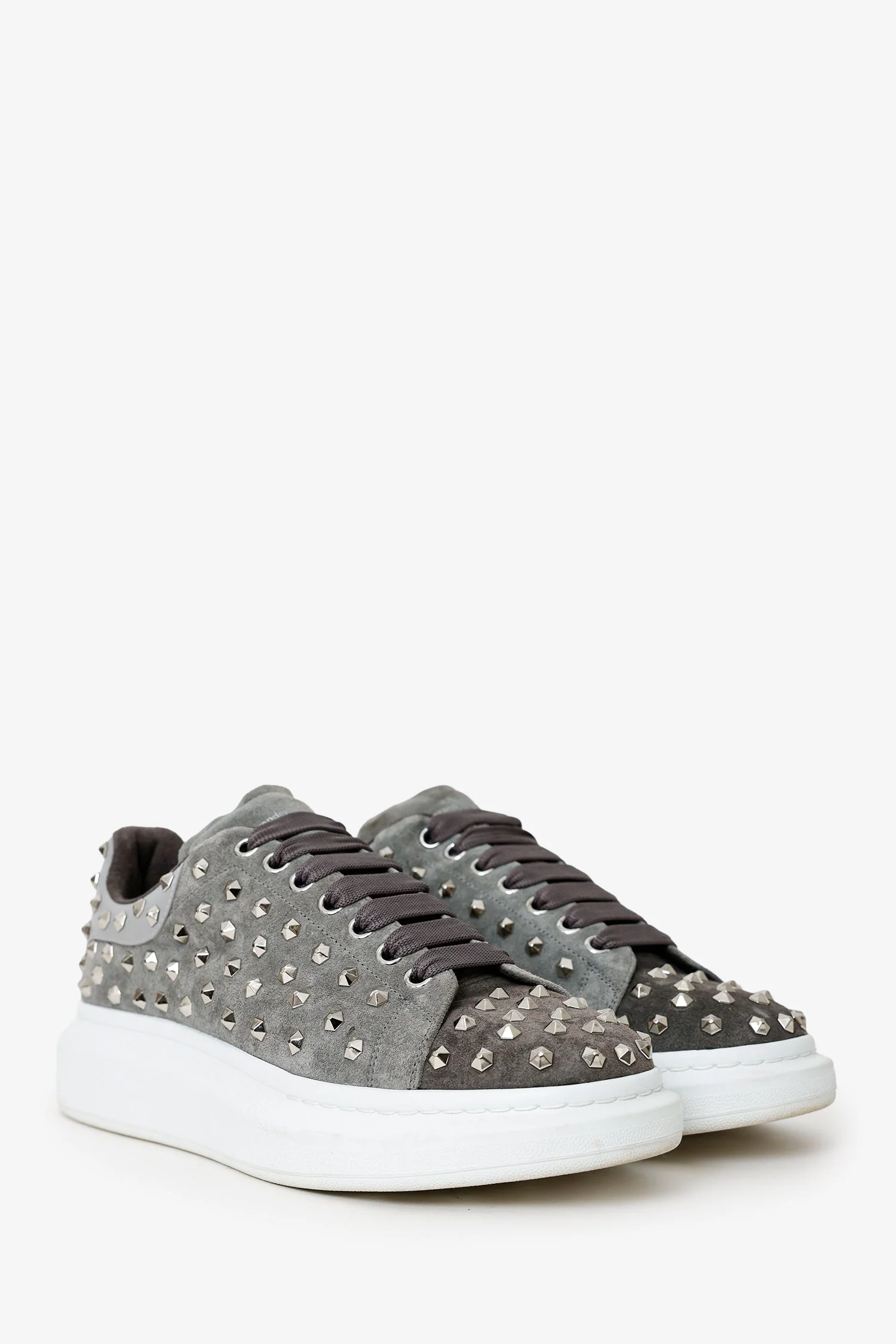 Alexander McQueen Grey Suede Studded Sneakers Size 45 Mens - Image 2