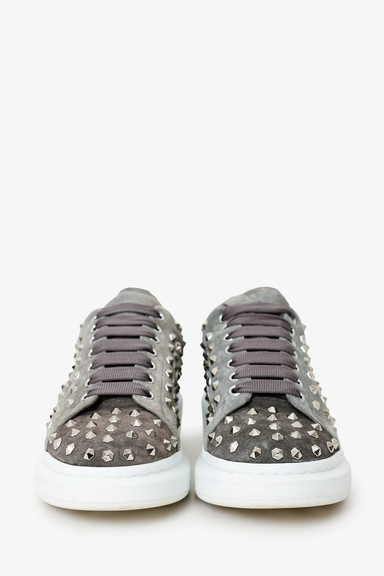 Alexander McQueen Grey Suede Studded Sneakers Size 45 Mens - Image 3