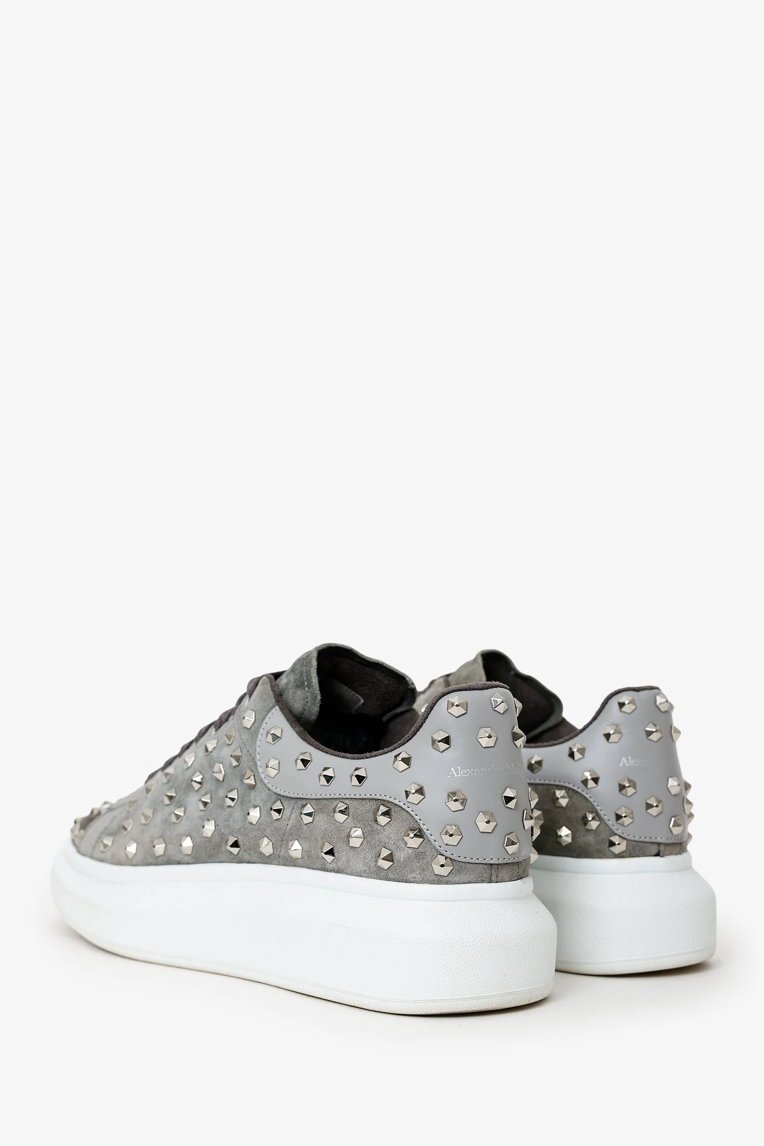 Alexander McQueen Grey Suede Studded Sneakers Size 45 Mens - Image 4