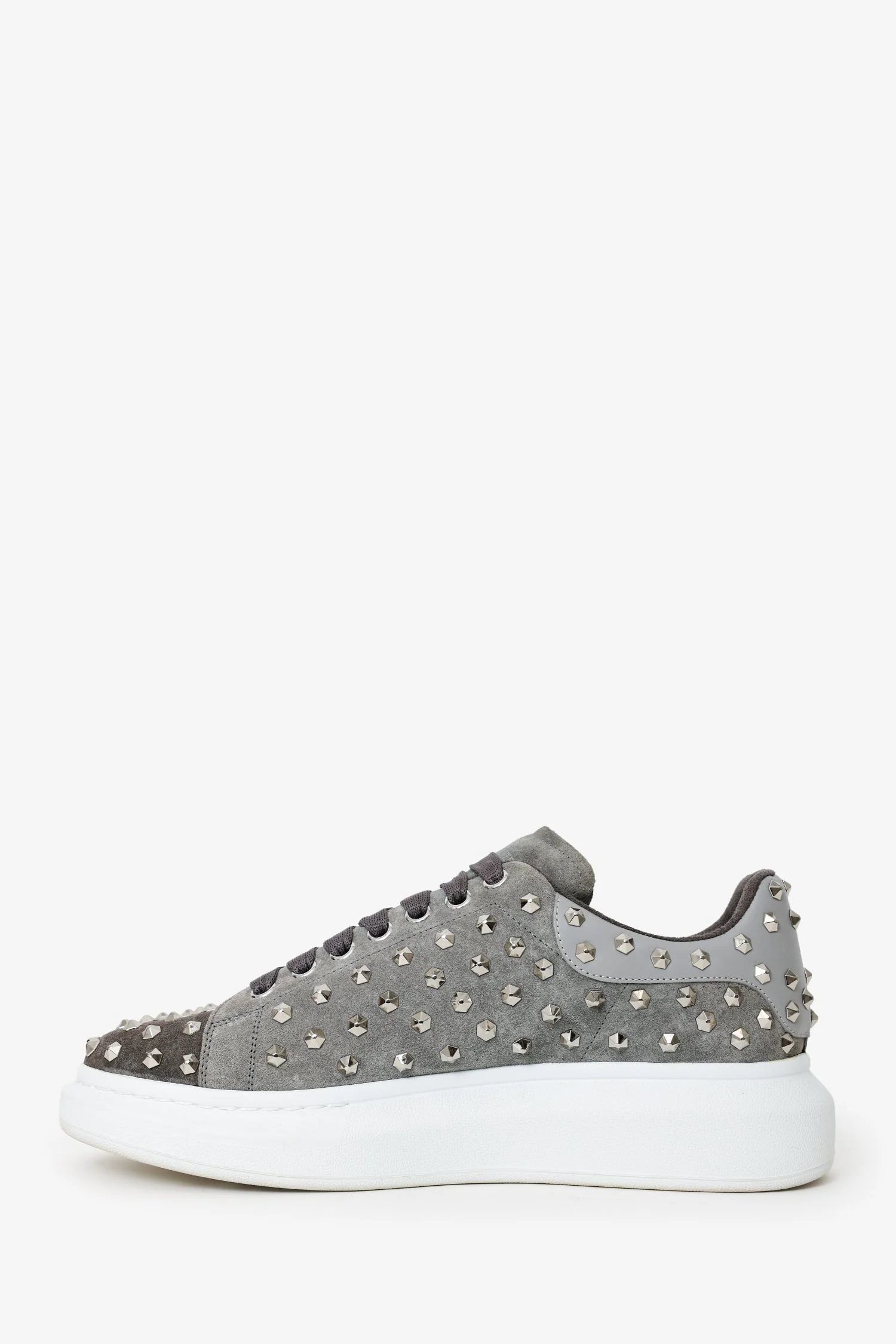 Alexander McQueen Grey Suede Studded Sneakers Size 45 Mens - Image 5