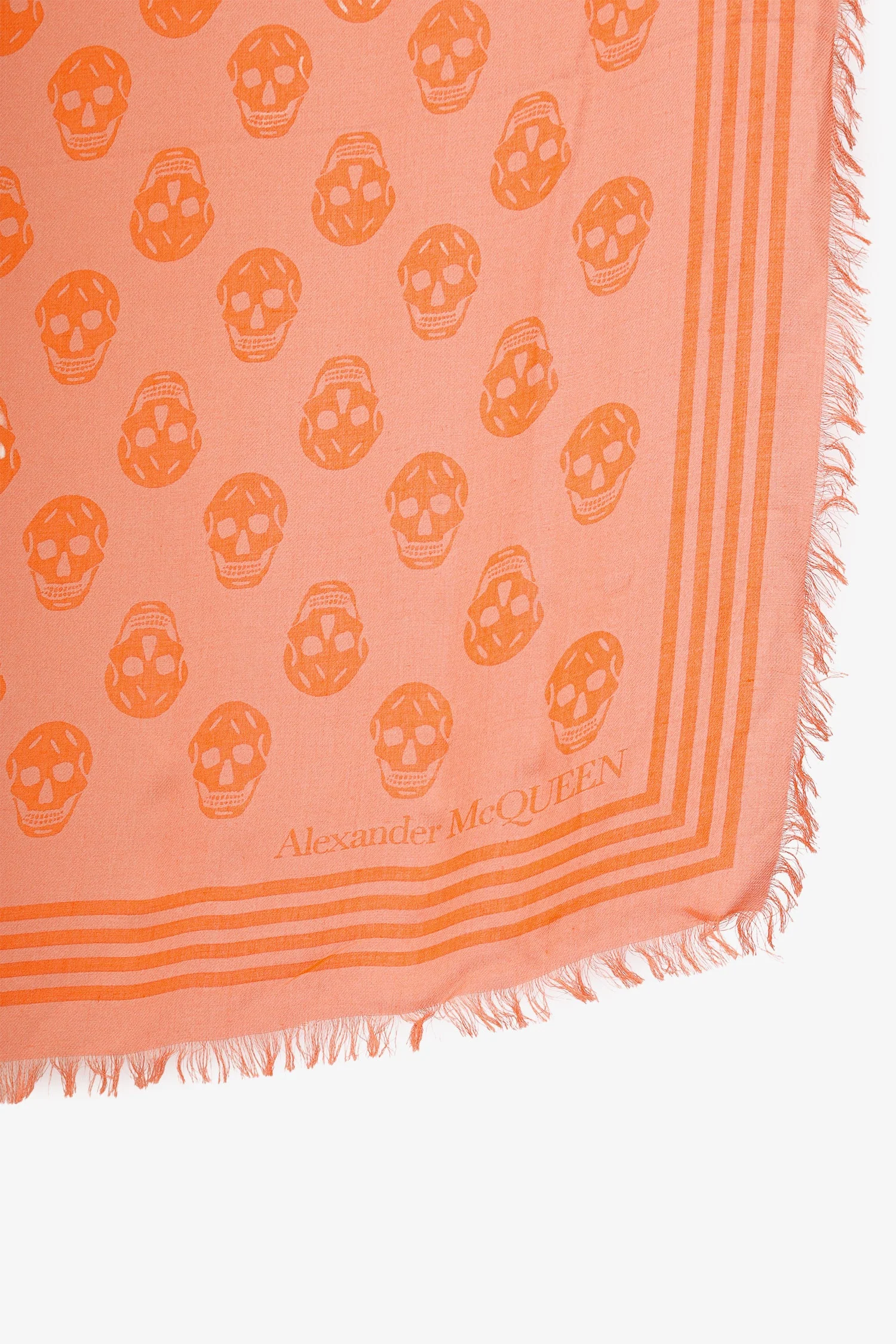 Alexander McQueen Orange Skull Print Scarf - Image 4