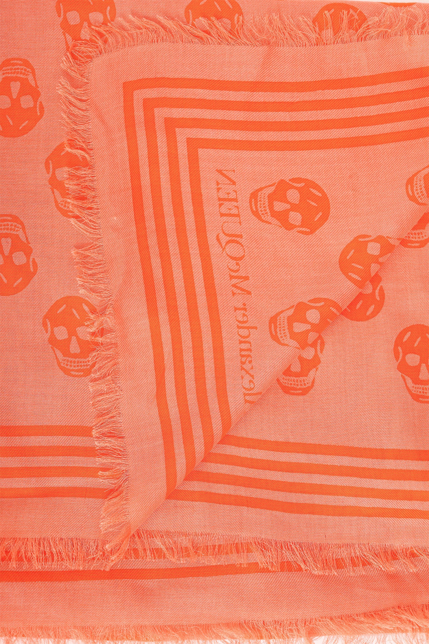 Alexander McQueen Orange Skull Print Scarf - Image 5