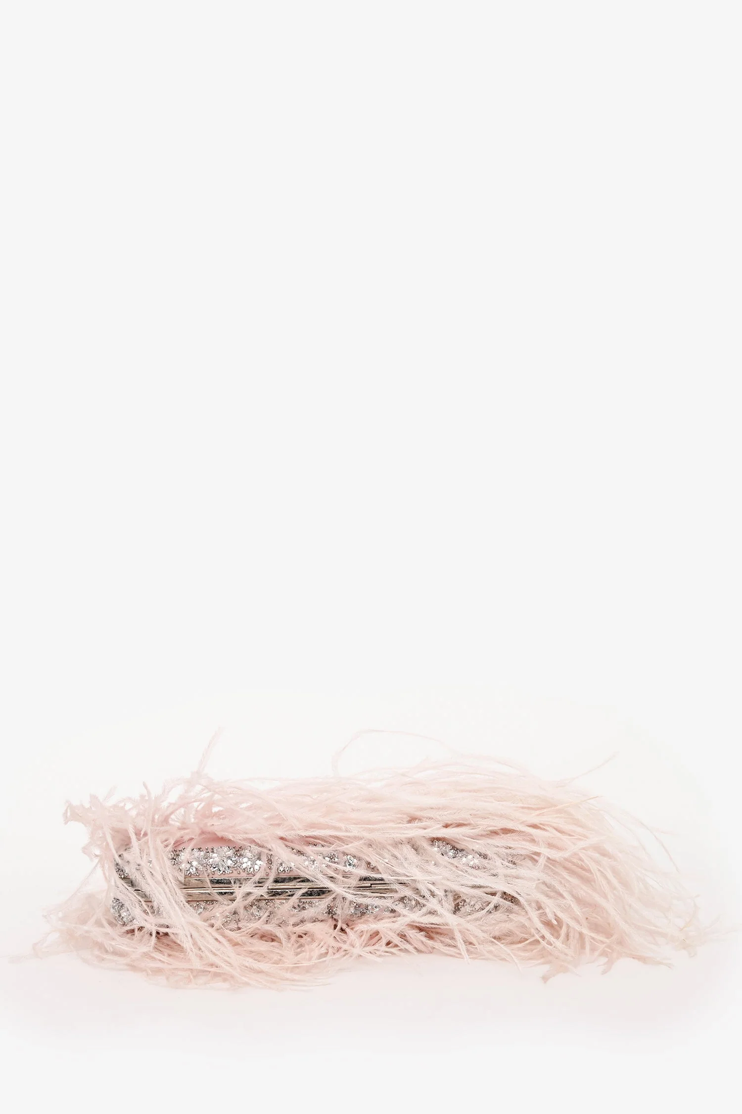 Alexander McQueen Pink Feather Crystal Embellish Knuckle Clutch - Image 5