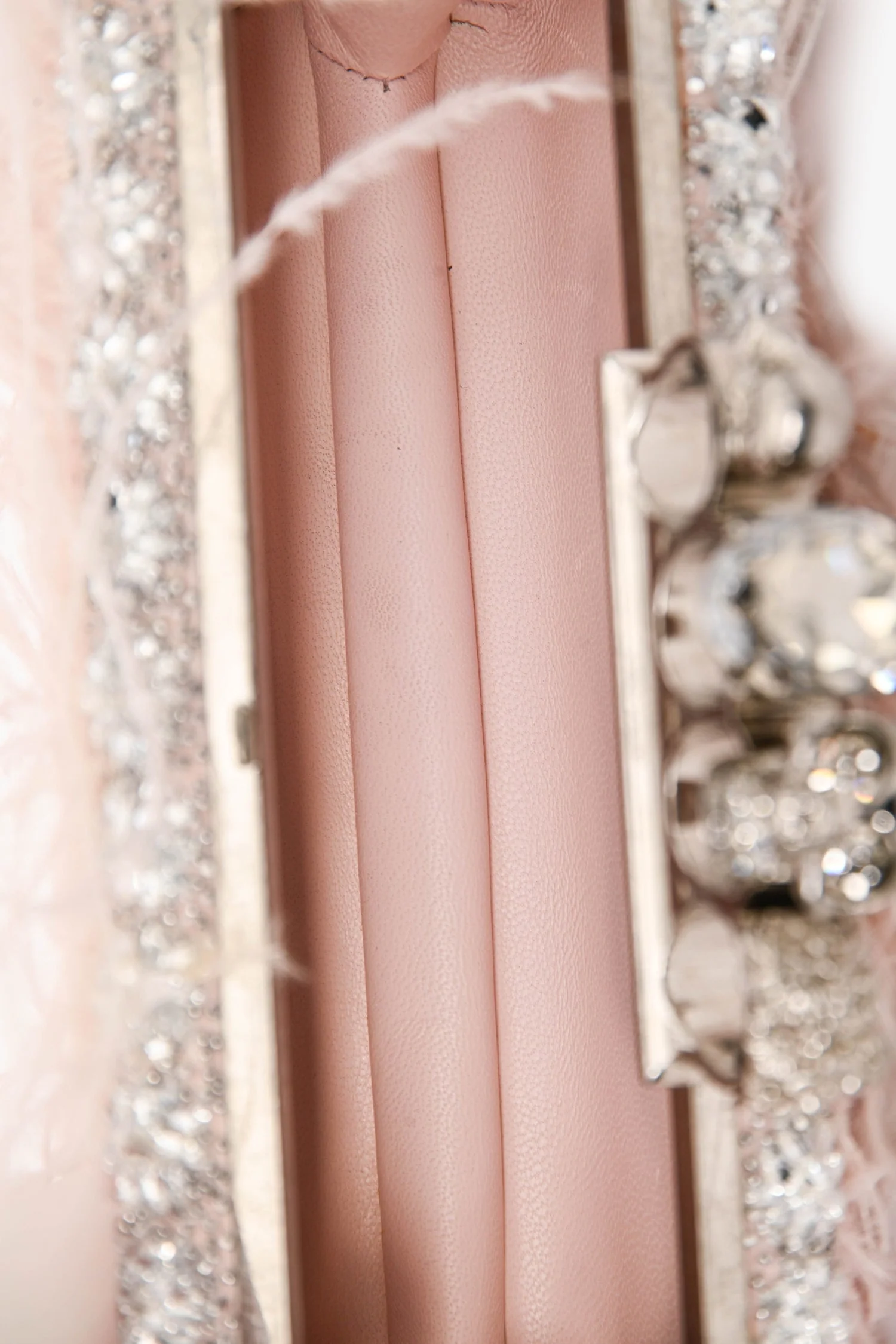 Alexander McQueen Pink Feather Crystal Embellish Knuckle Clutch - Image 6