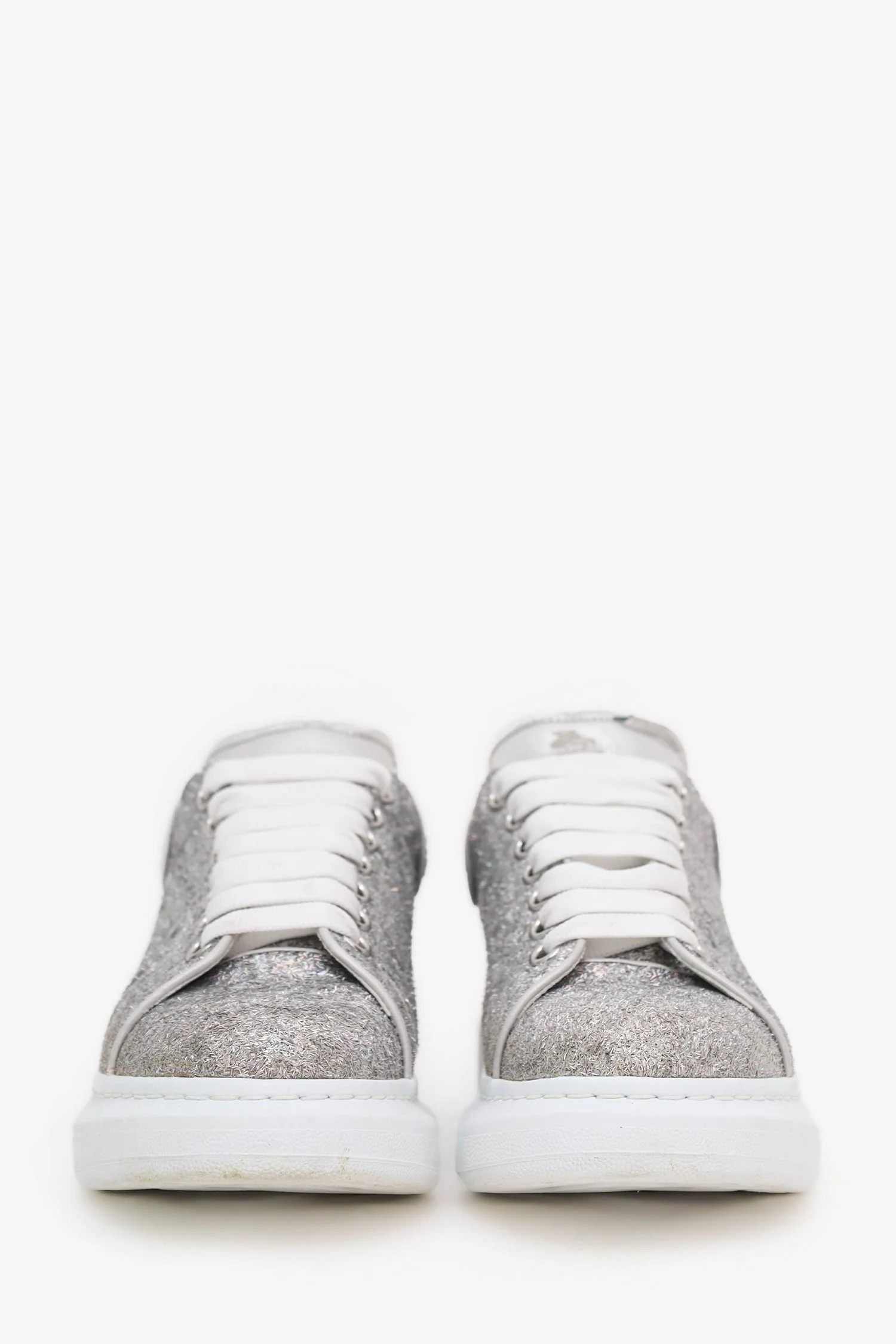 Alexander McQueen Silver Glitter Oversized Sneakers Size 39 - Image 3