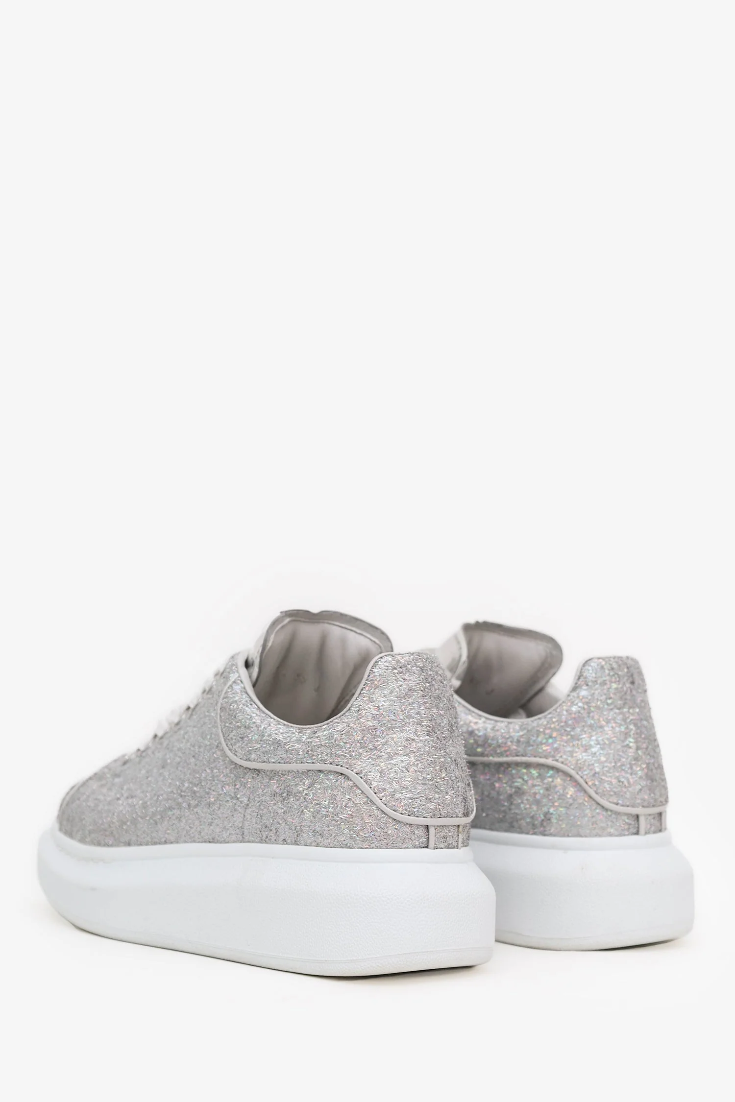 Alexander McQueen Silver Glitter Oversized Sneakers Size 39 - Image 4