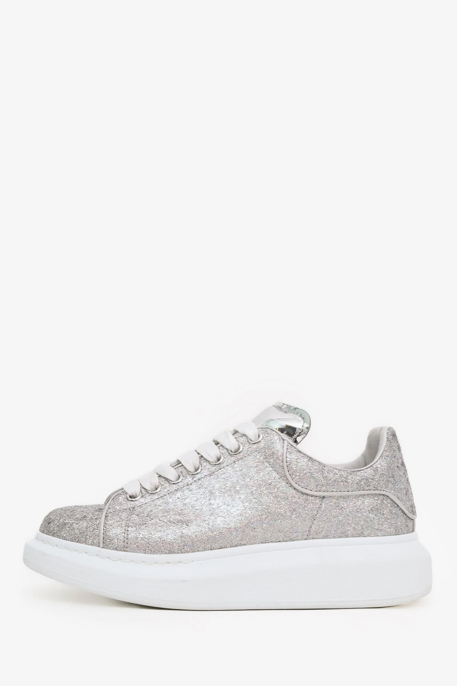 Alexander McQueen Silver Glitter Oversized Sneakers Size 39 - Image 5