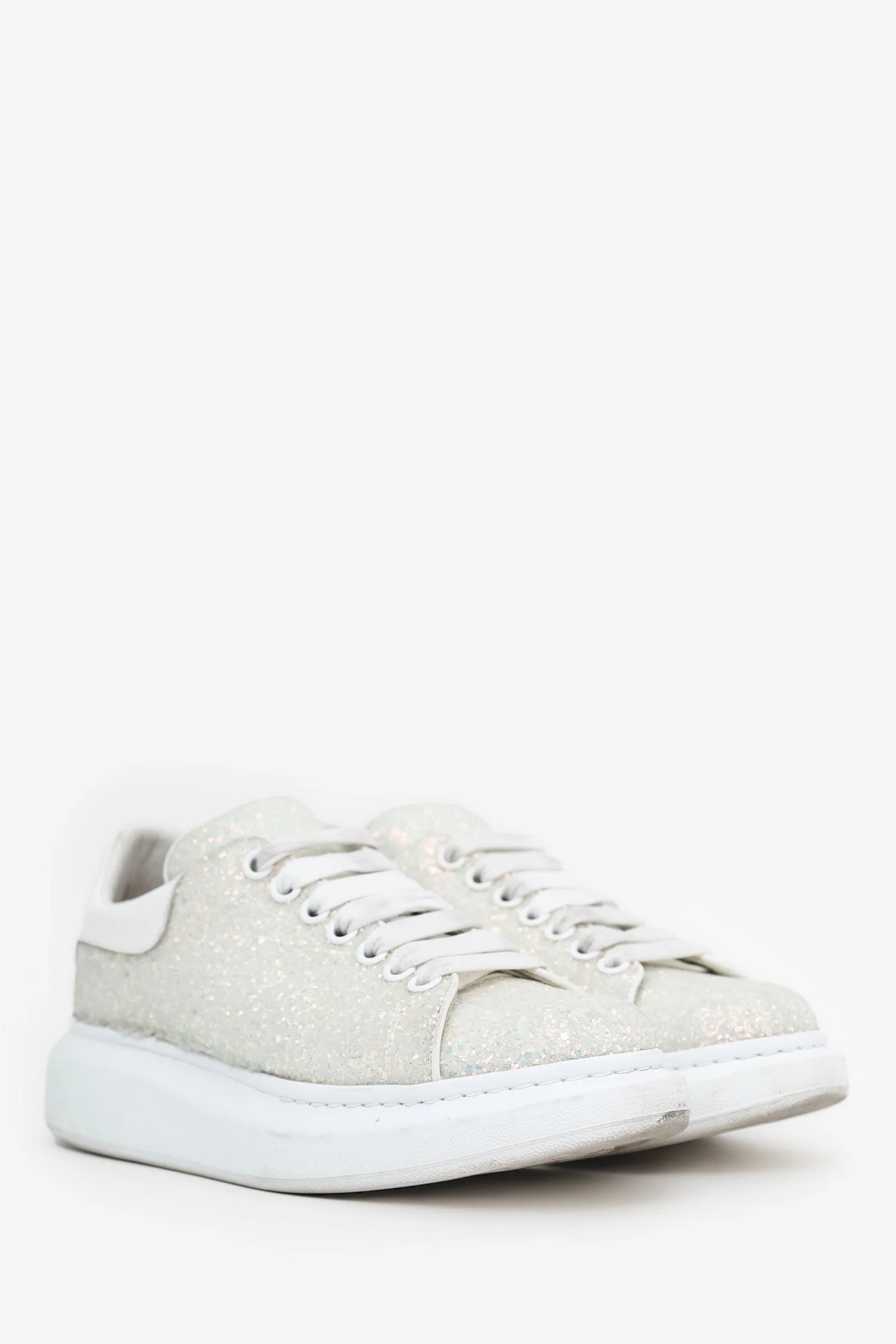 Alexander McQueen Silver Glitter Oversized Sneakers Size 40 - Image 2