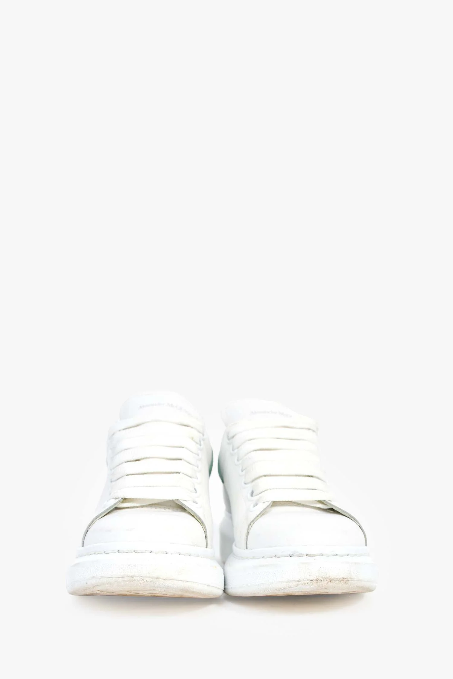 Alexander McQueen White/Green Leather Platform Sneakers Size 36.5 - Image 3