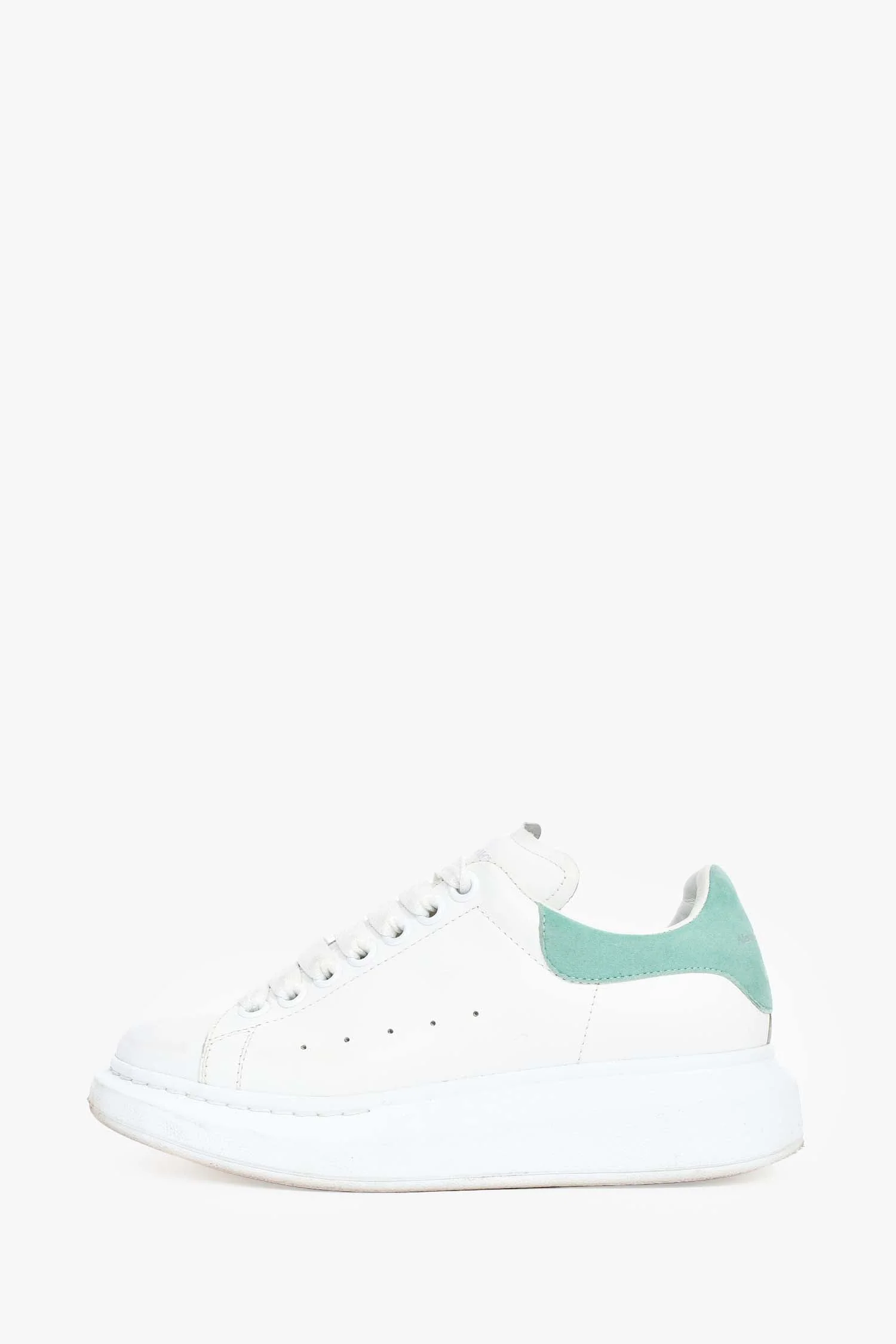 Alexander McQueen White/Green Leather Platform Sneakers Size 36.5 - Image 4