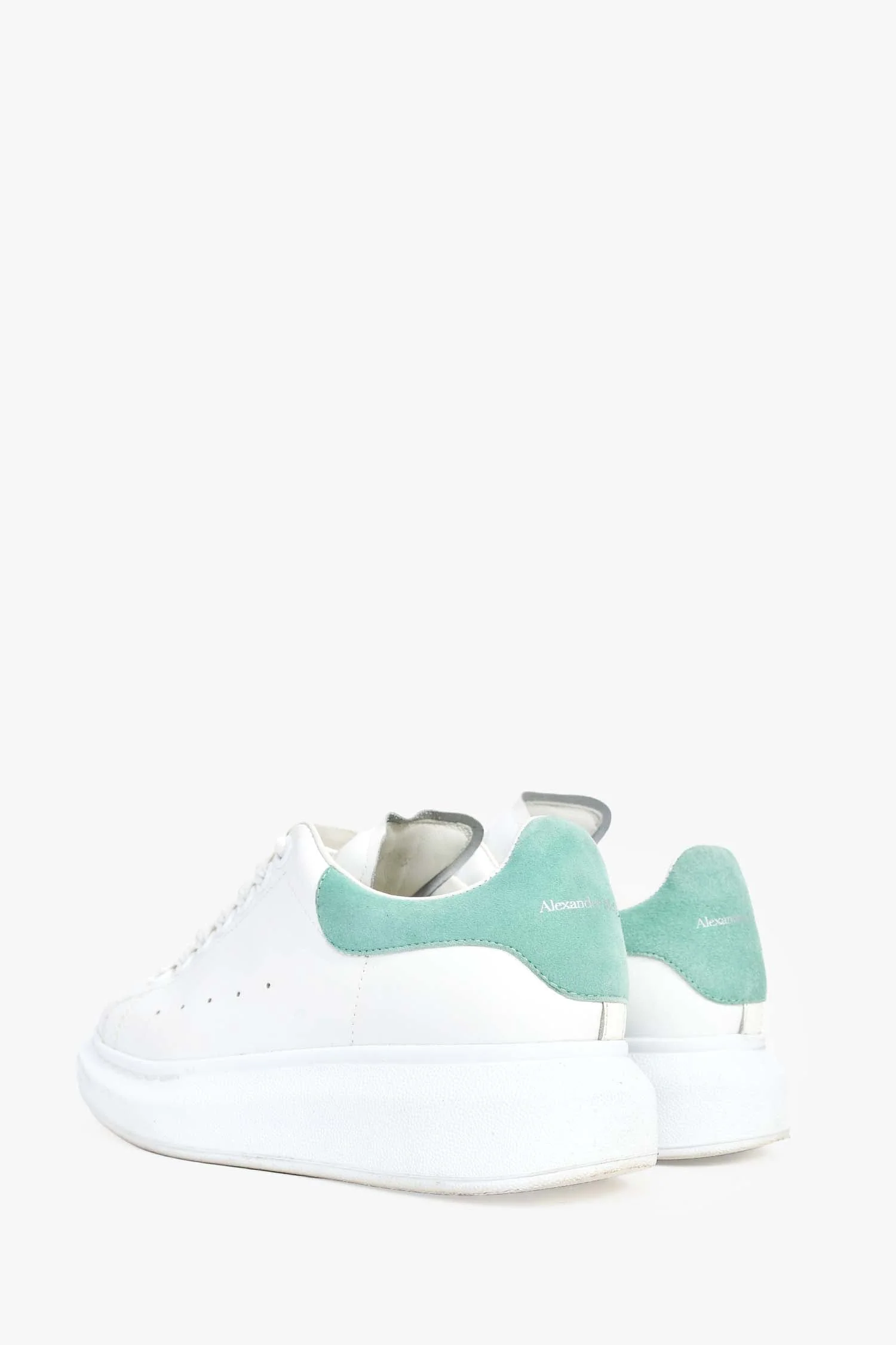 Alexander McQueen White/Green Leather Platform Sneakers Size 36.5 - Image 5