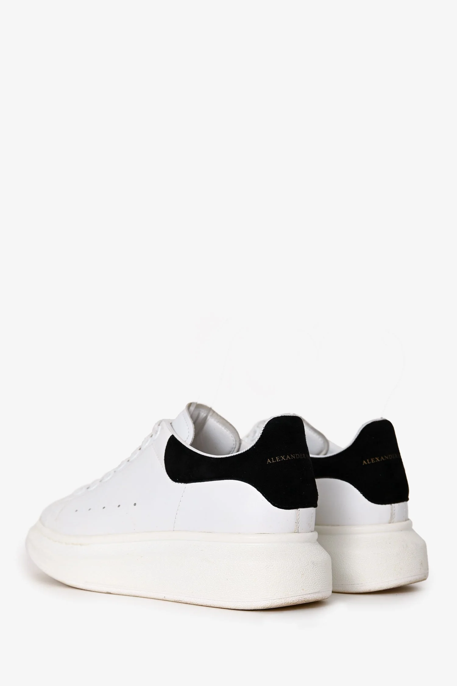 Alexander McQueen White Leather Black Suede Sneakers Size 38.5 - Image 4