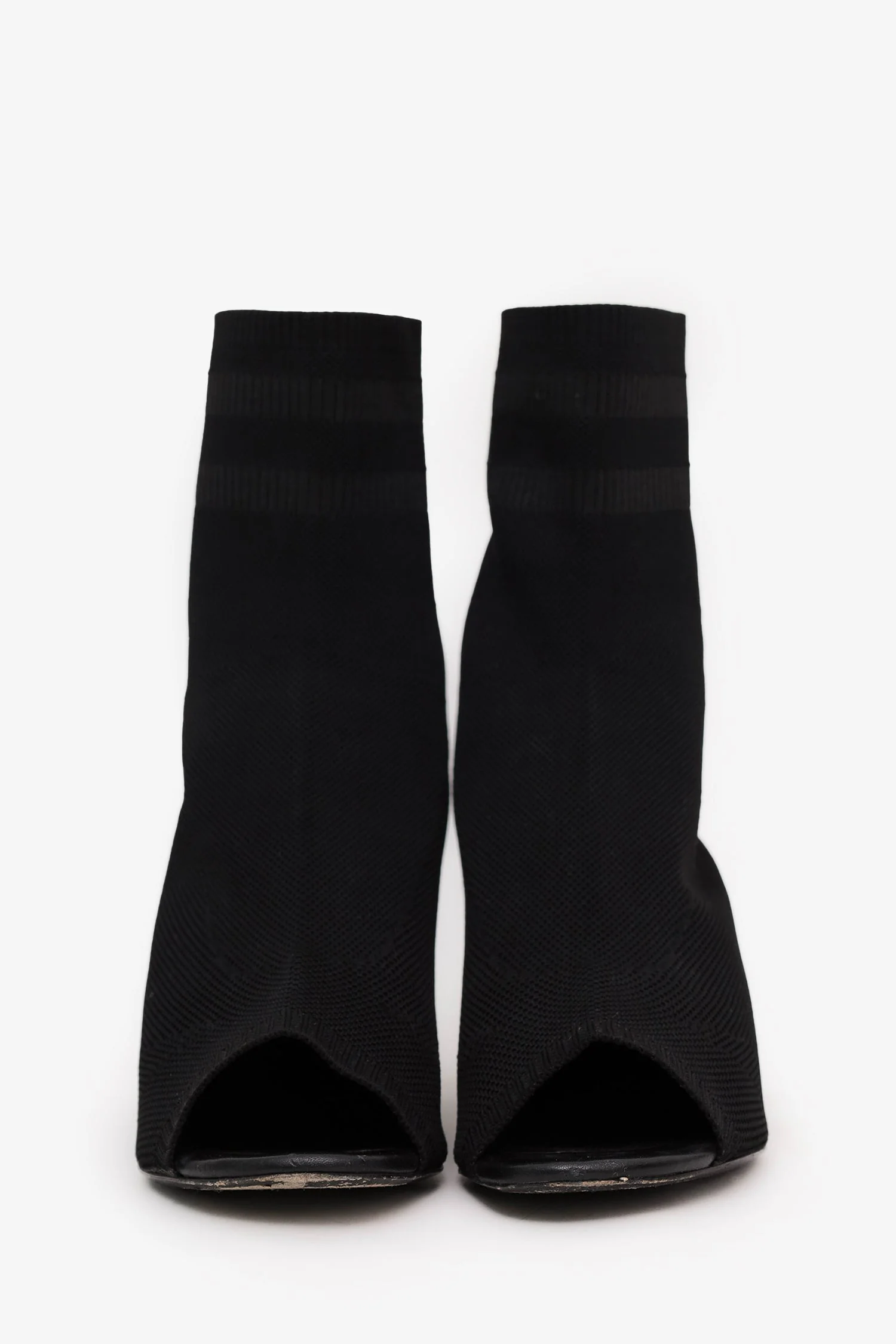 Alexander Wang Black Knit Peep Toe Boots Size 39 - Image 3