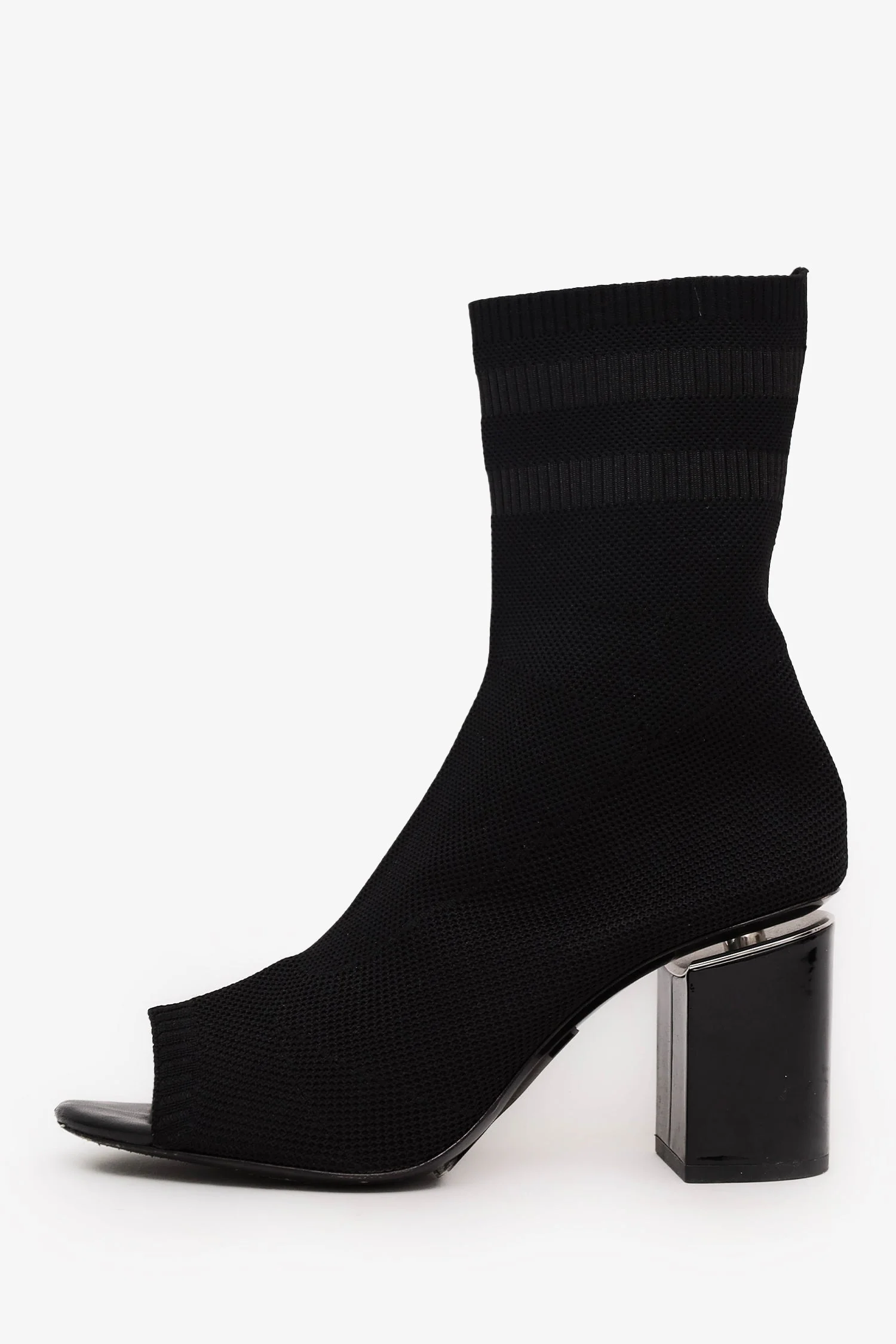 Alexander Wang Black Knit Peep Toe Boots Size 39 - Image 4