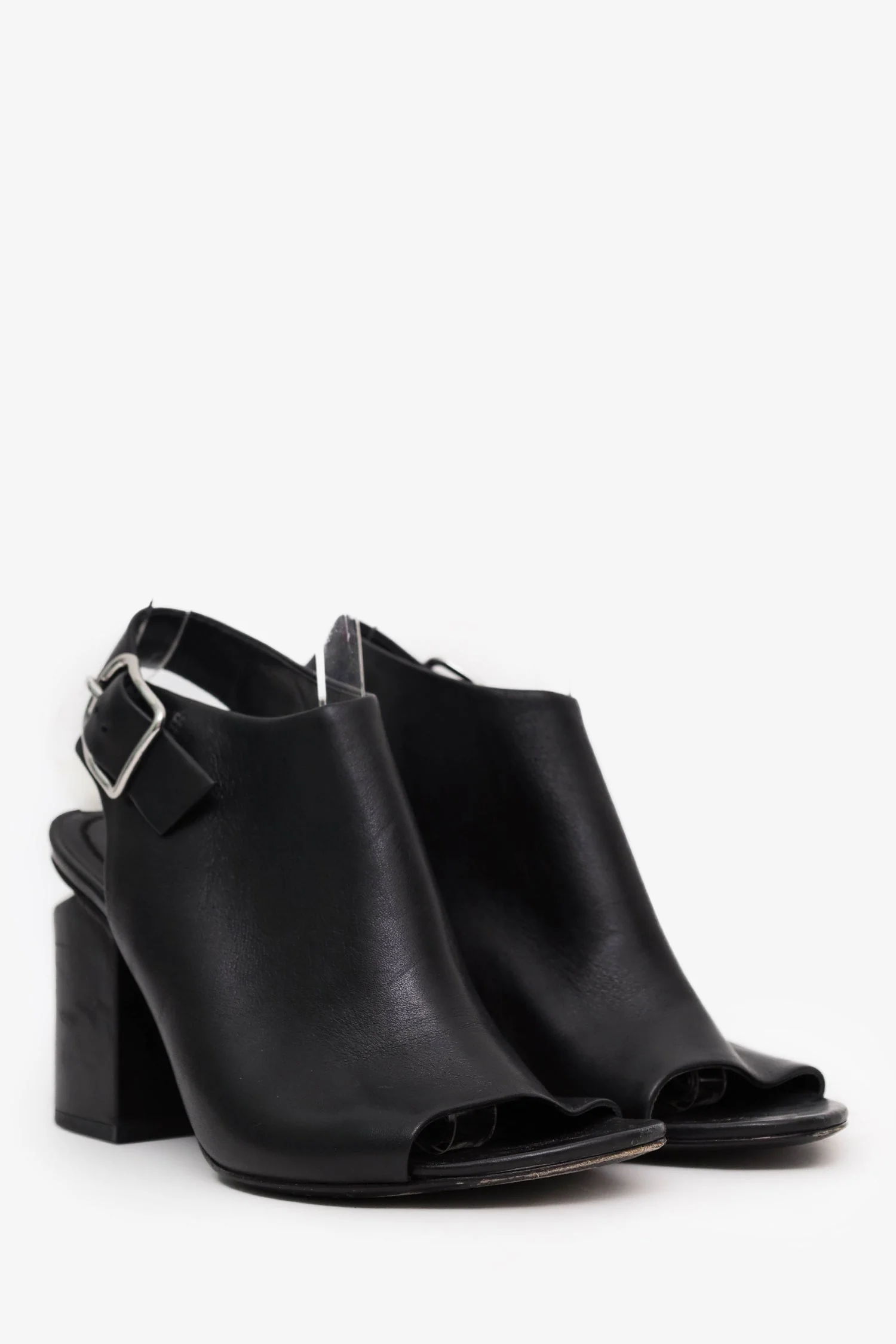 Alexander Wang Black Leather Nadia Peep Toe Heel Size 38.5 - Image 2