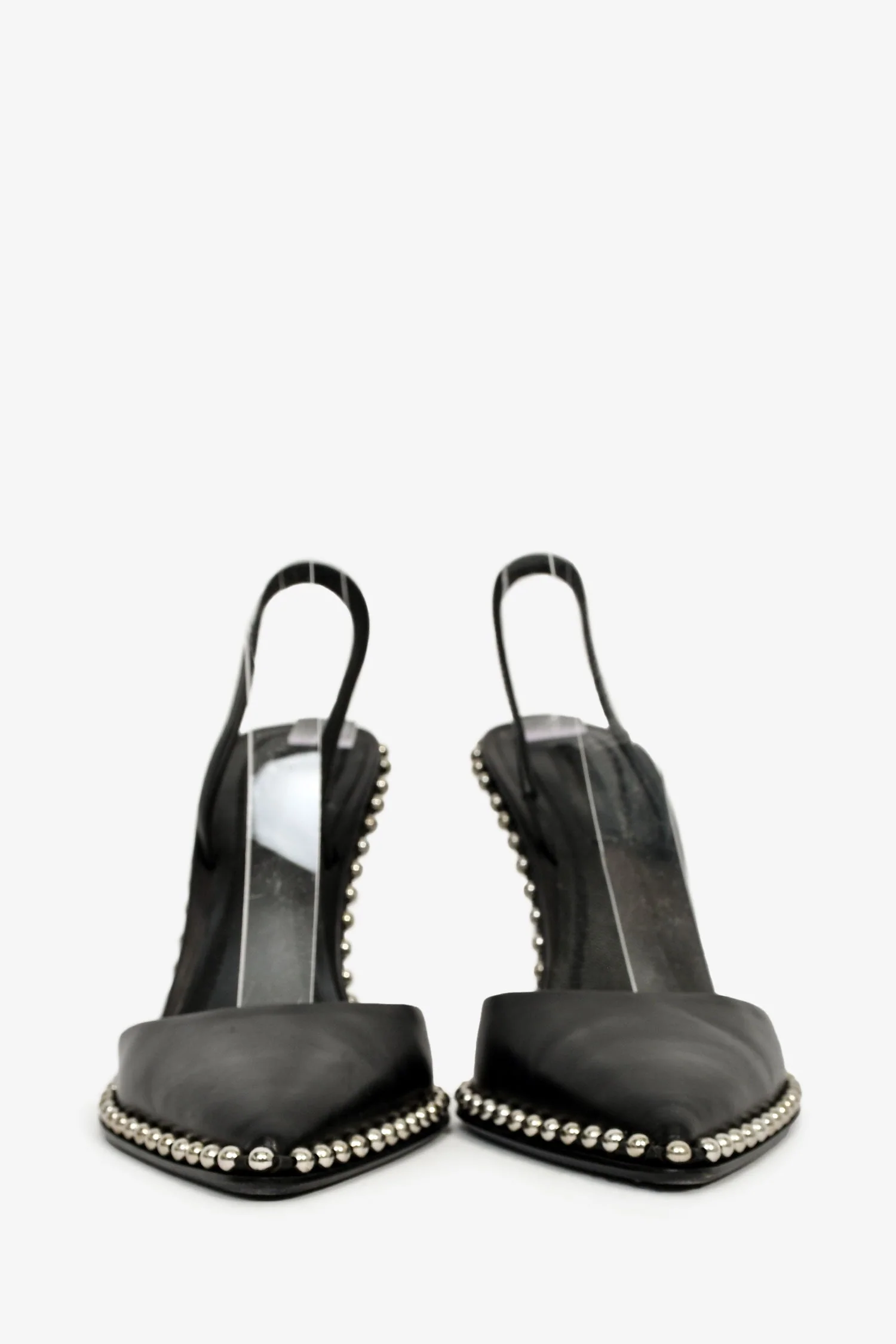Alexander Wang Black Leather Studded Slingback Heels Size 36.5 - Image 3