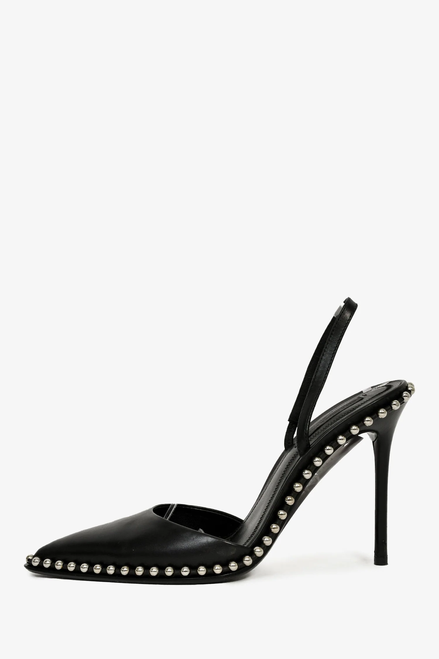 Alexander Wang Black Leather Studded Slingback Heels Size 36.5 - Image 4
