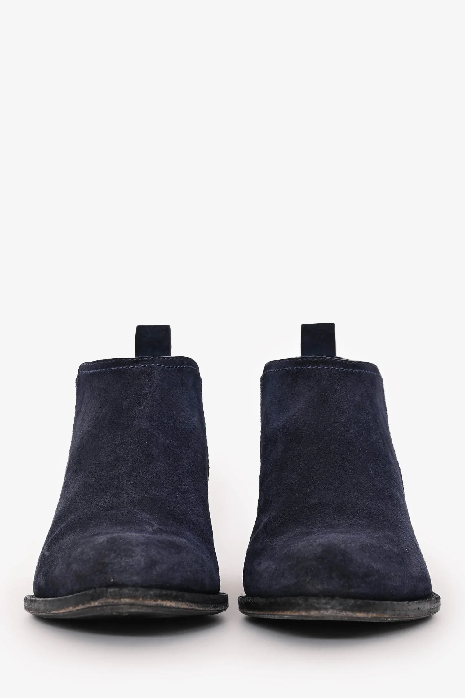 Alexander Wang Navy Suede Leather 'Kori' Ankle Boots with Silver Cutout Size 35 - Image 3