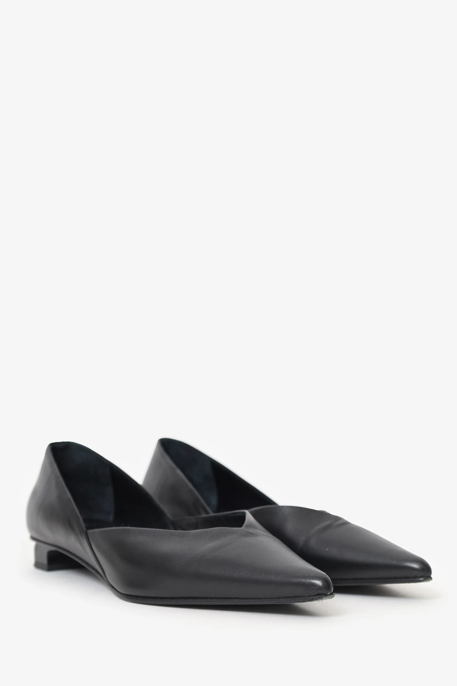 Ami Black Leather Pointed Toe Flats Size 40 - Image 2