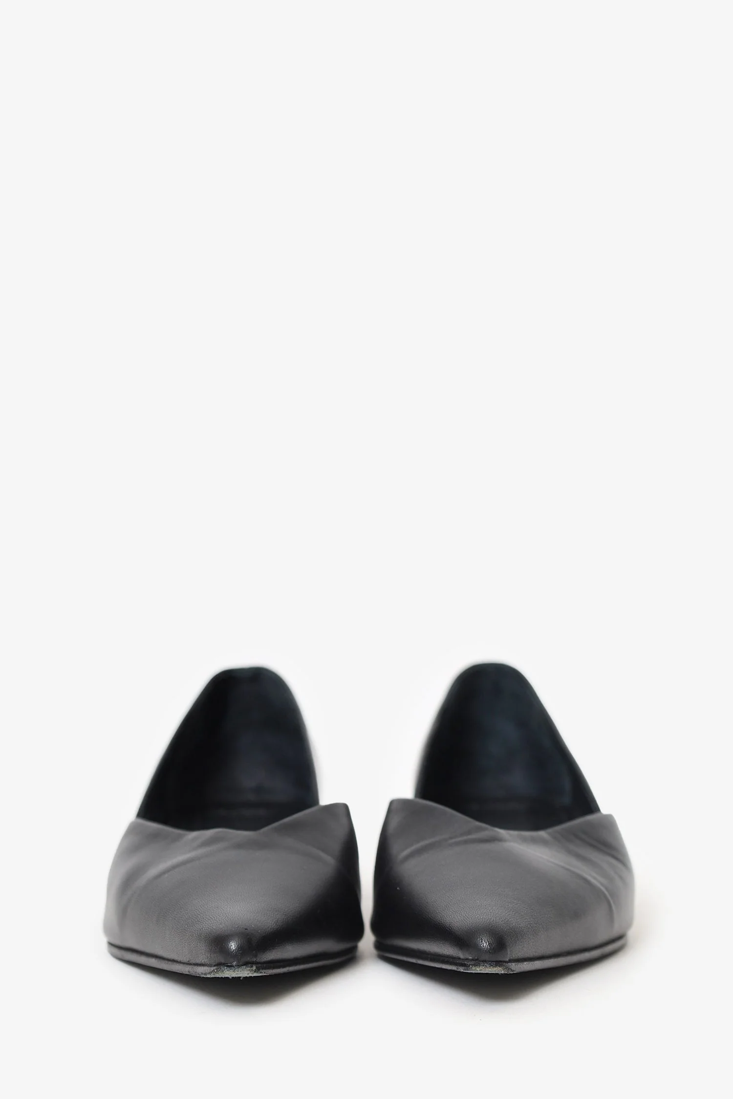 Ami Black Leather Pointed Toe Flats Size 40 - Image 3